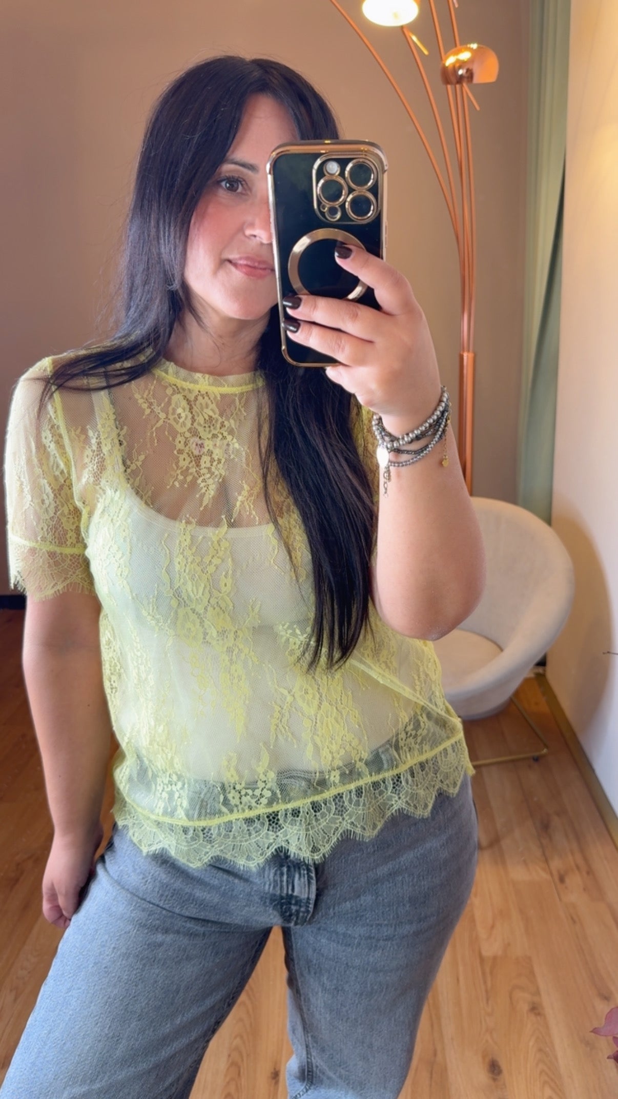 T-shirt in pizzo giallo - You Decide