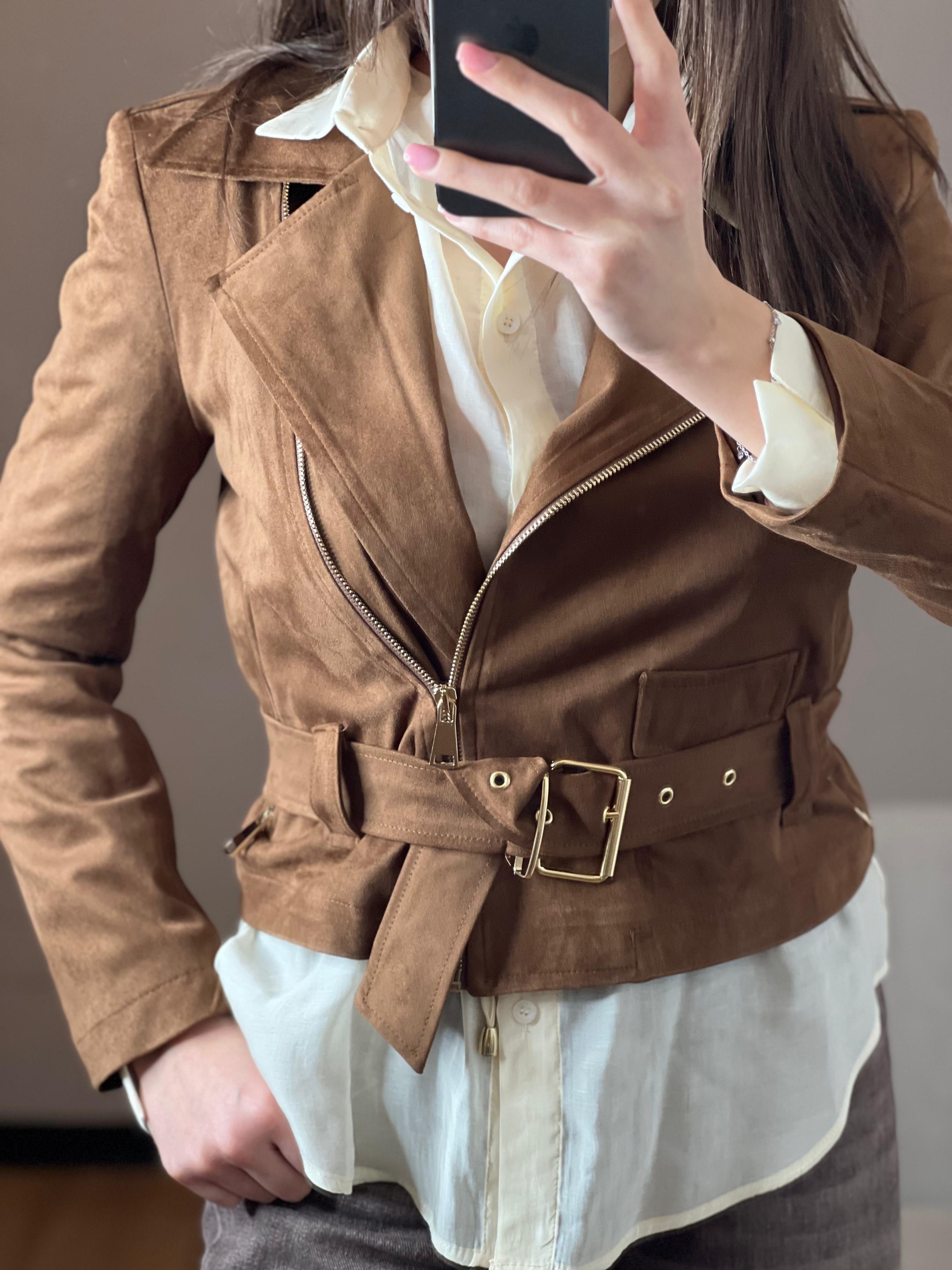Giacca suede con cintura - Kikisix