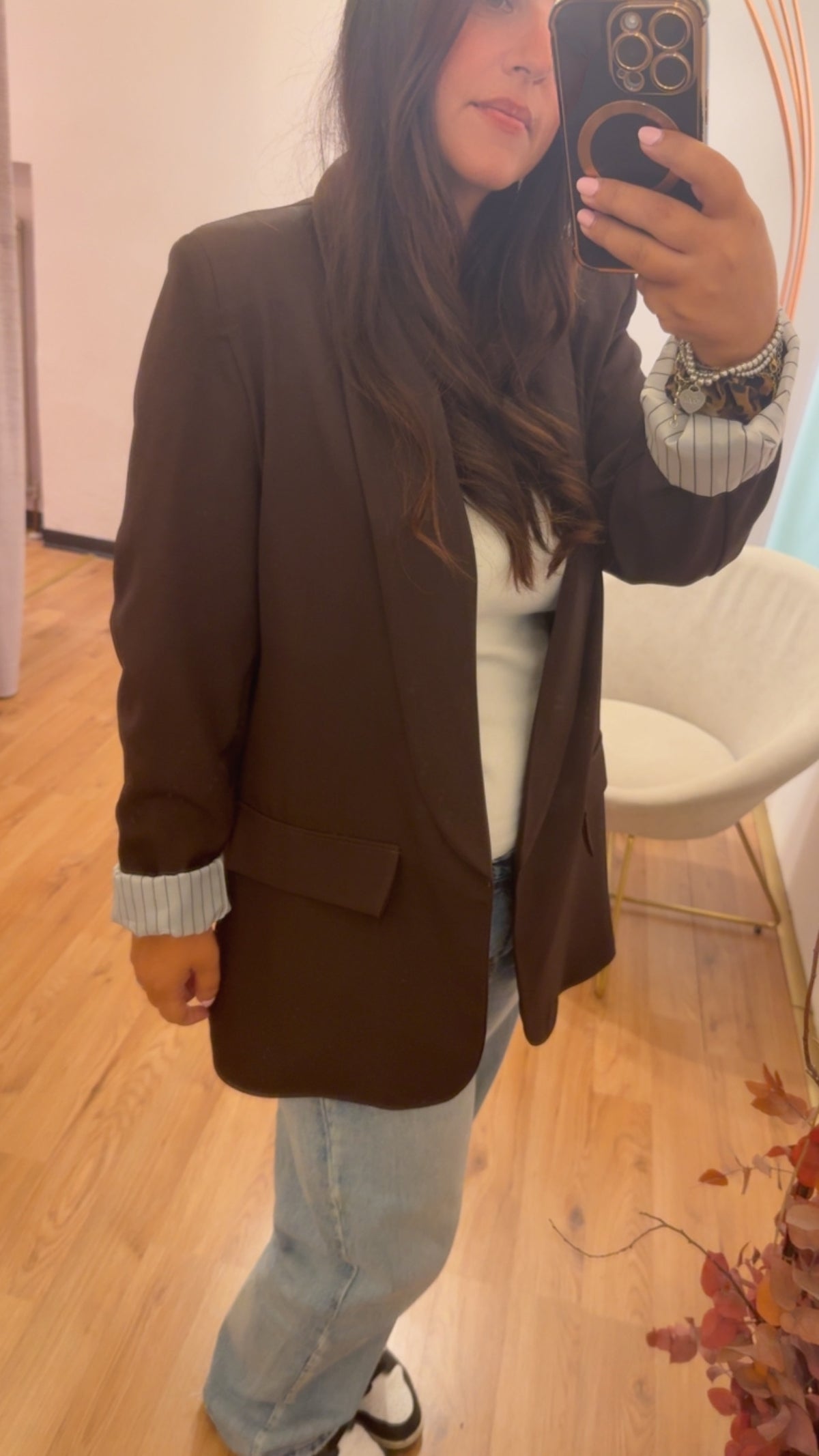 Blazer moro con fodera riga a contrasto