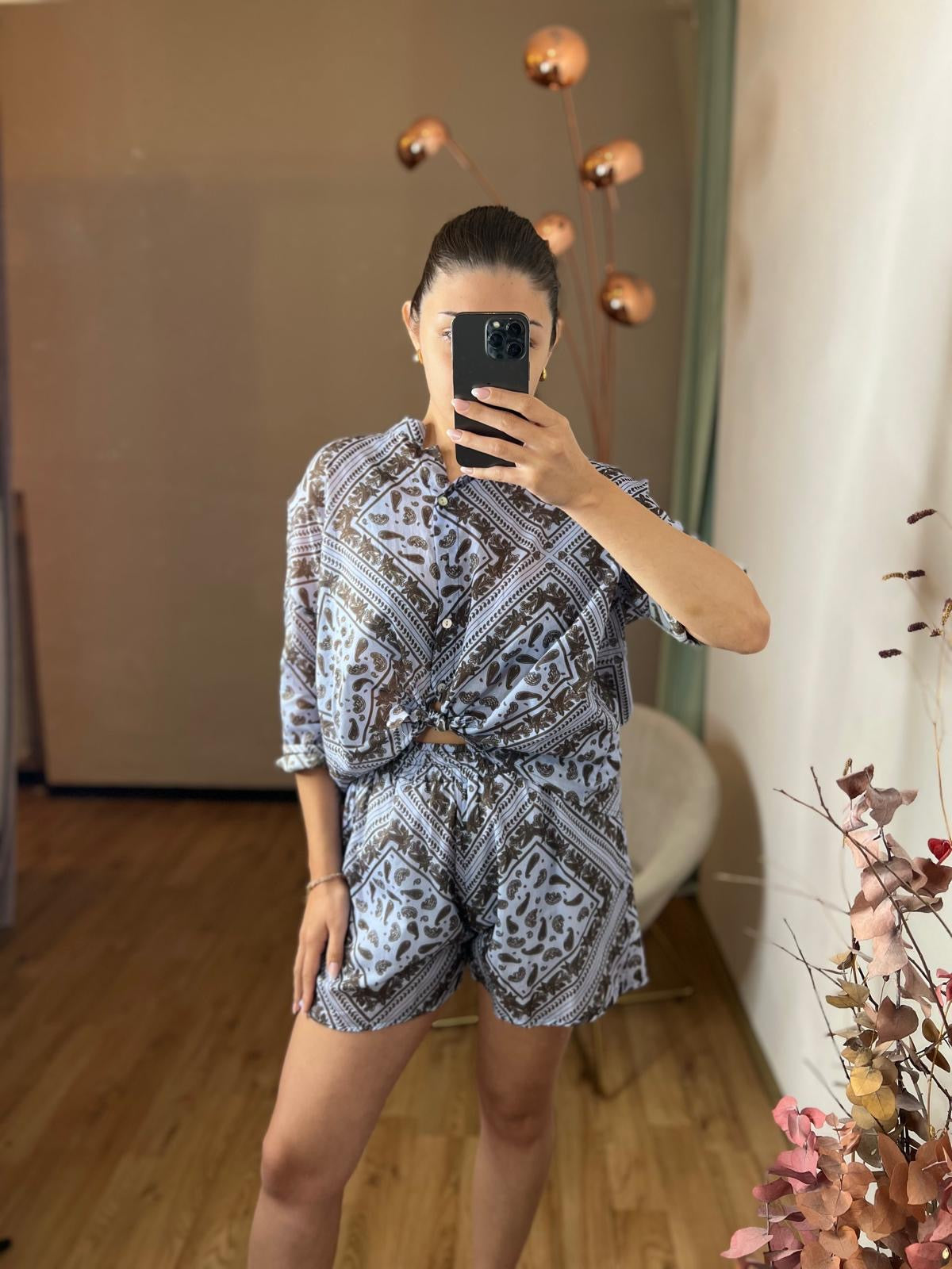 Camicia mussola di cotone stampa bandana - Kikisix