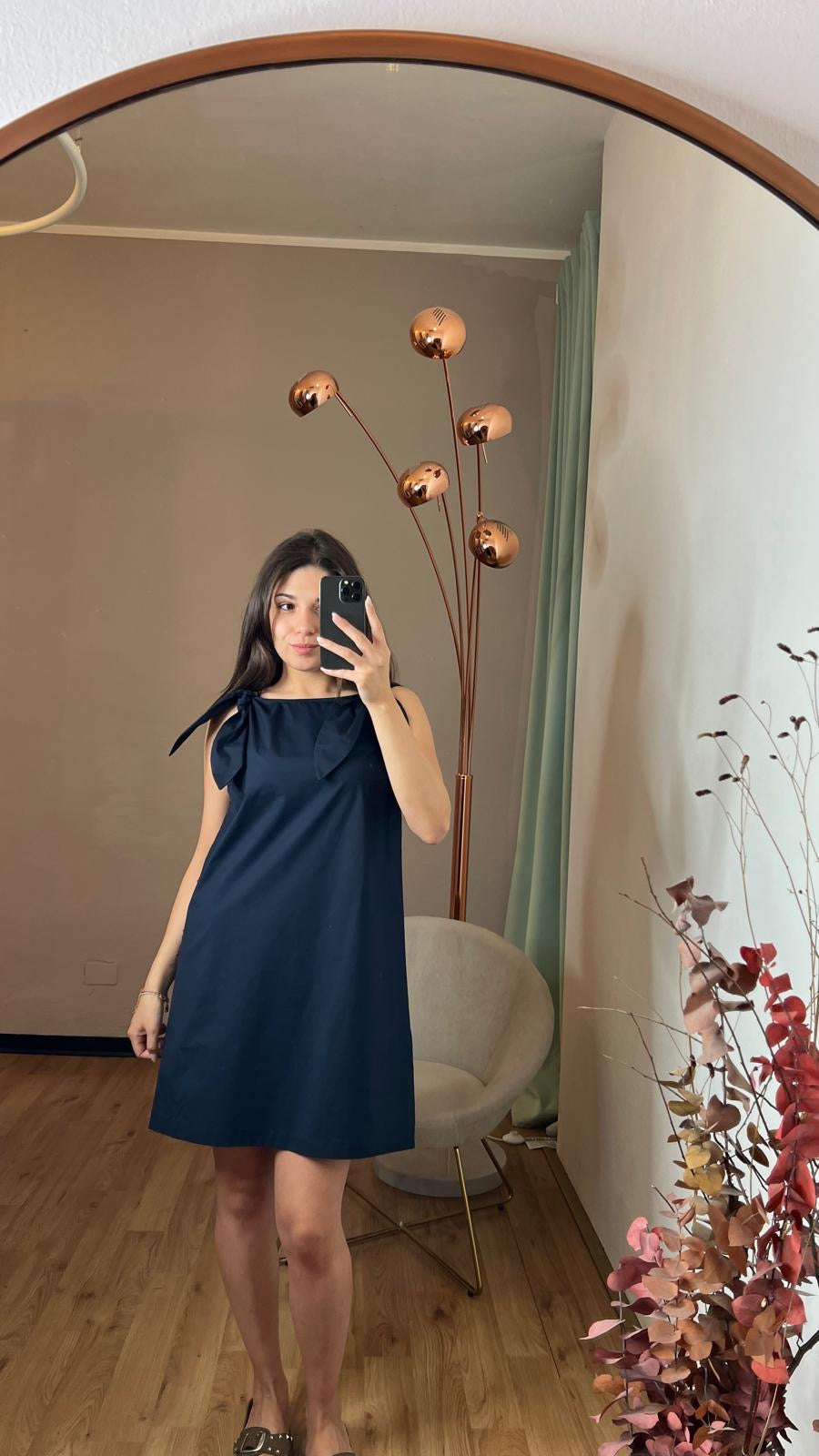 Abito blu in cotone con fiocchi - Vicolo