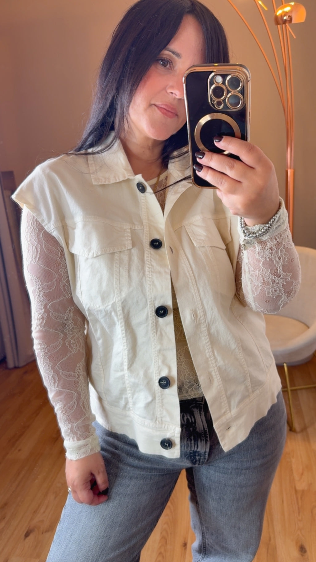 Gilet in gabardina panna - Kikisix
