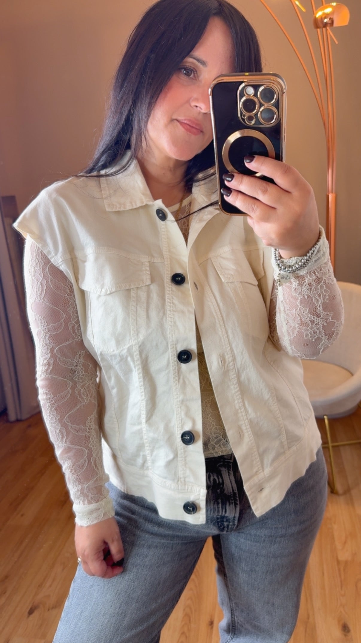 Gilet in gabardina panna - Kikisix