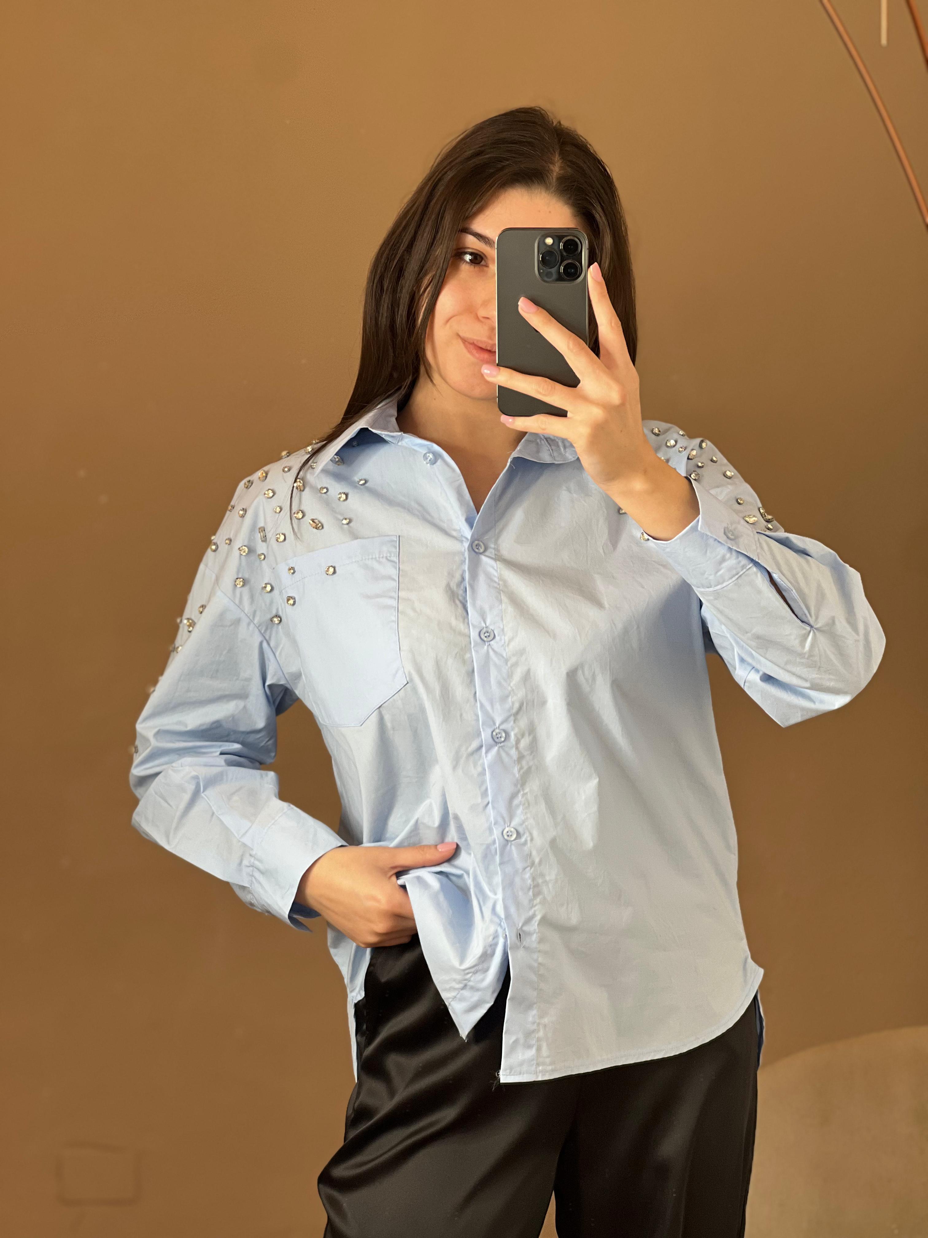Camicia in cotone con castoni - Kikisix