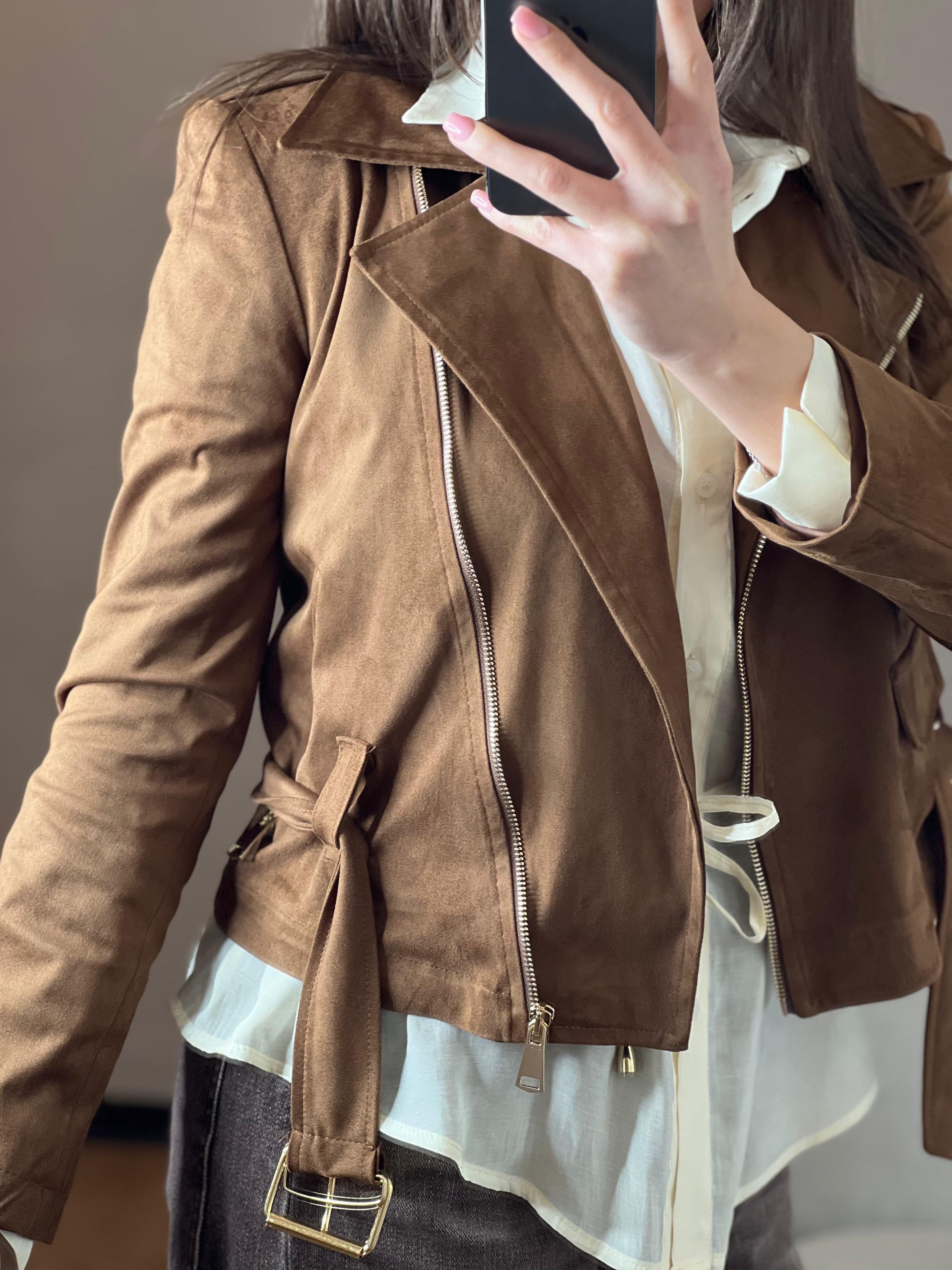 Giacca suede con cintura - Kikisix