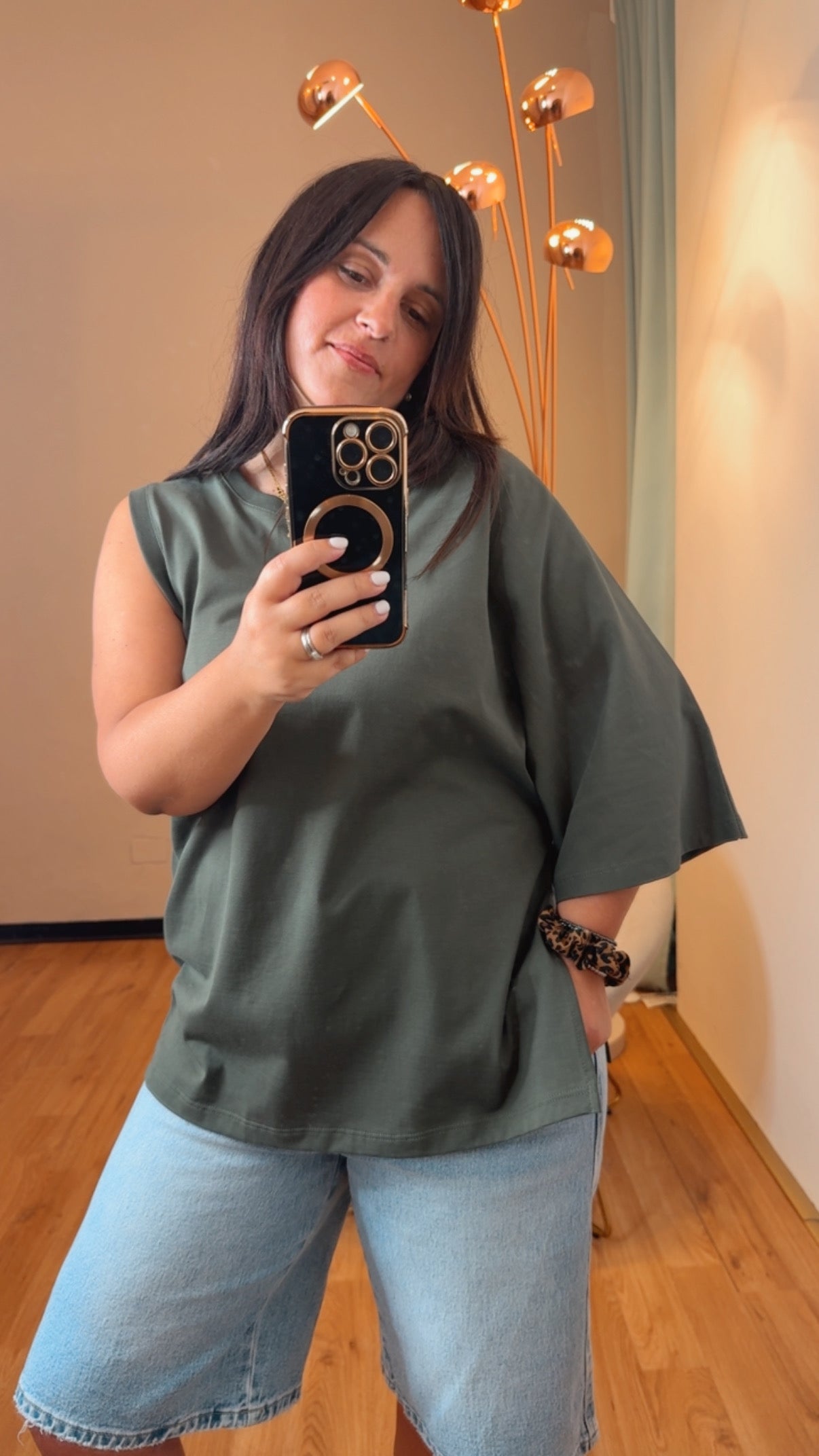 T-shirt senza manica e con manica 3/4 verde militare - Vicolo