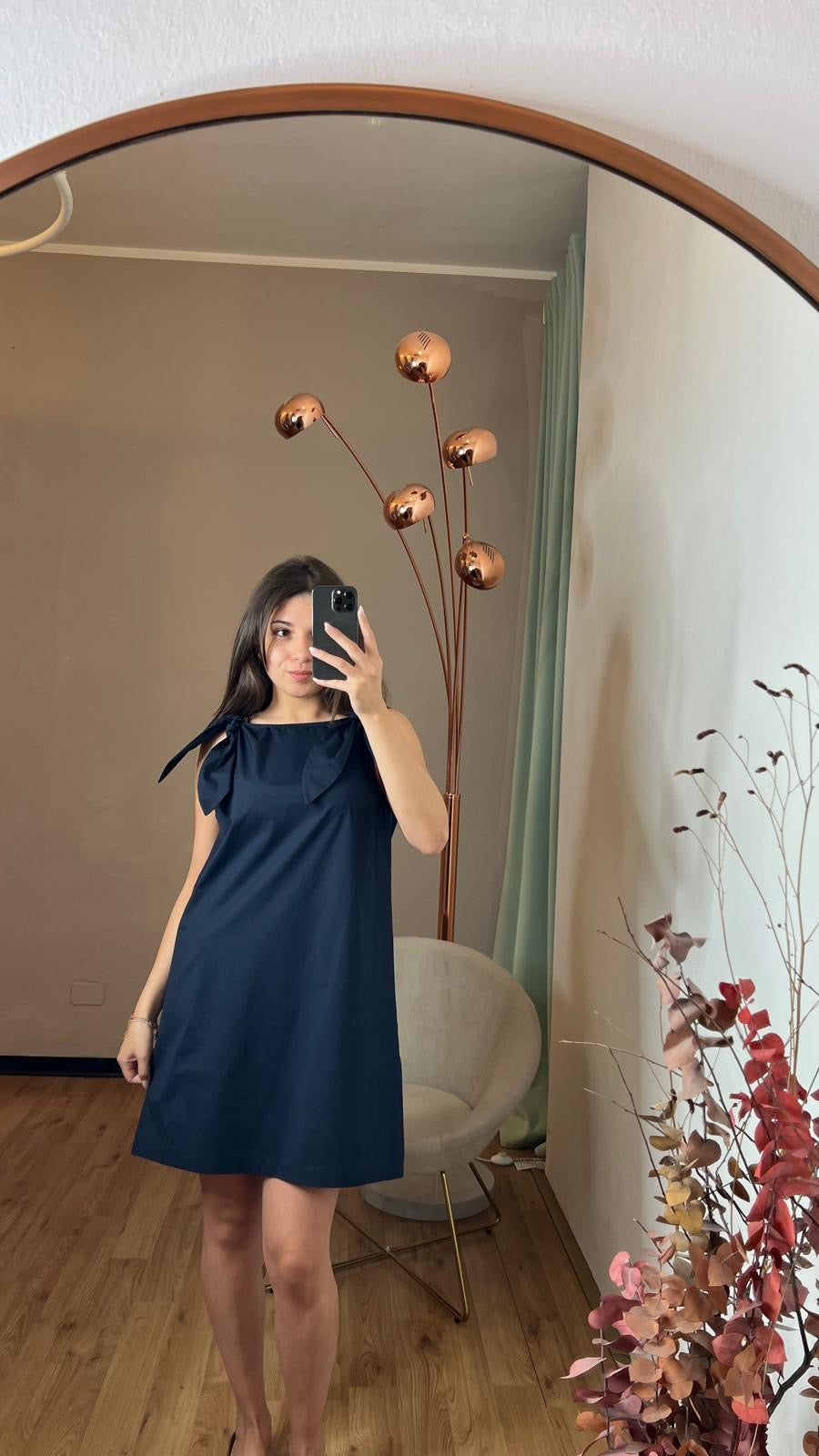 Abito blu in cotone con fiocchi - Vicolo