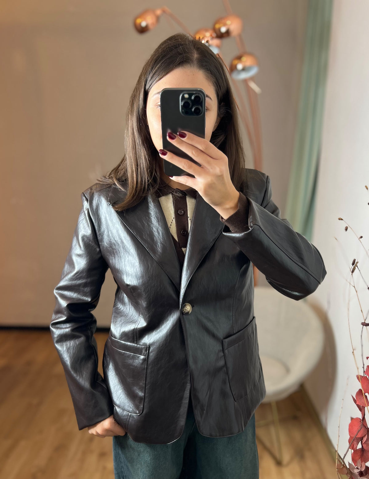 Blazer ecopelle moro