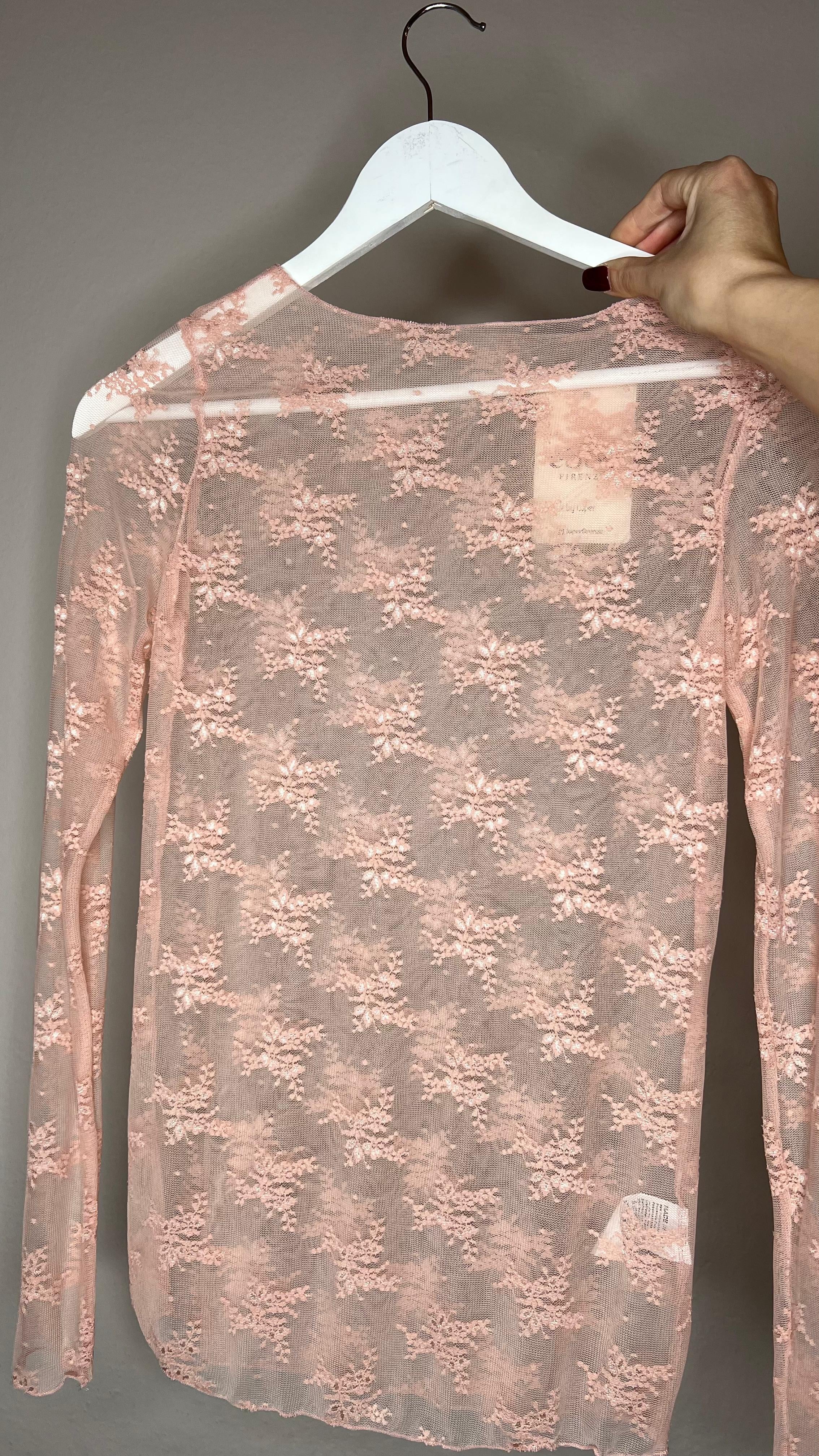 Maglia pizzo rosa