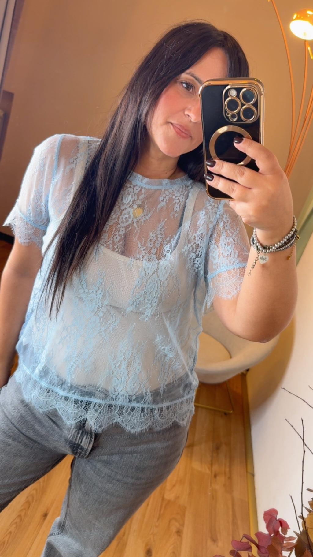 T-shirt in pizzo azzurro - You Decide