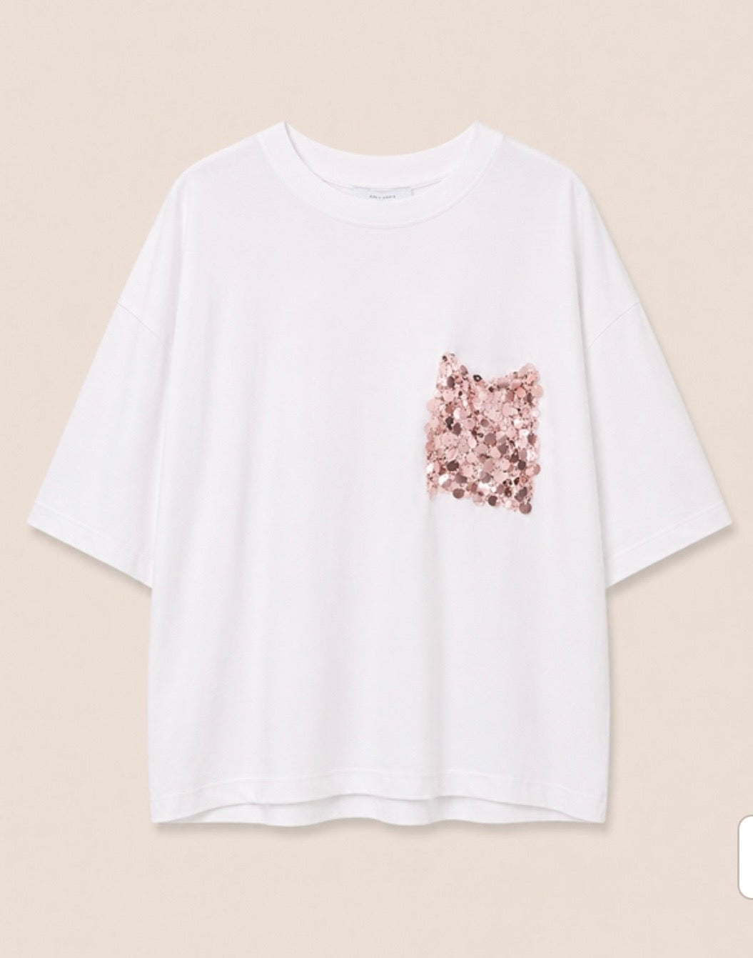 T-shirt con taschino in paillettes - Kikisix