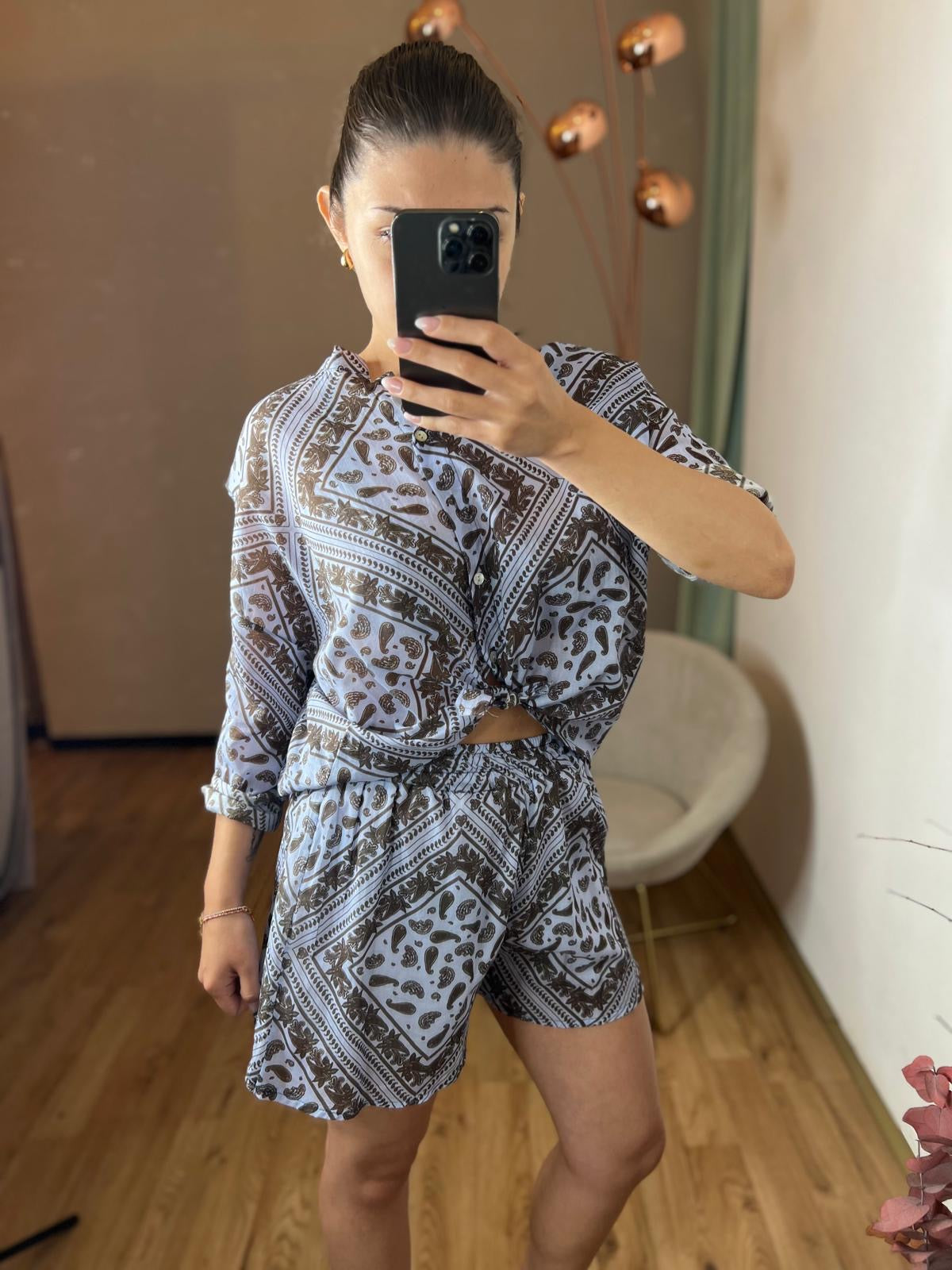 Short mussola di cotone stampa bandana - Kikisix