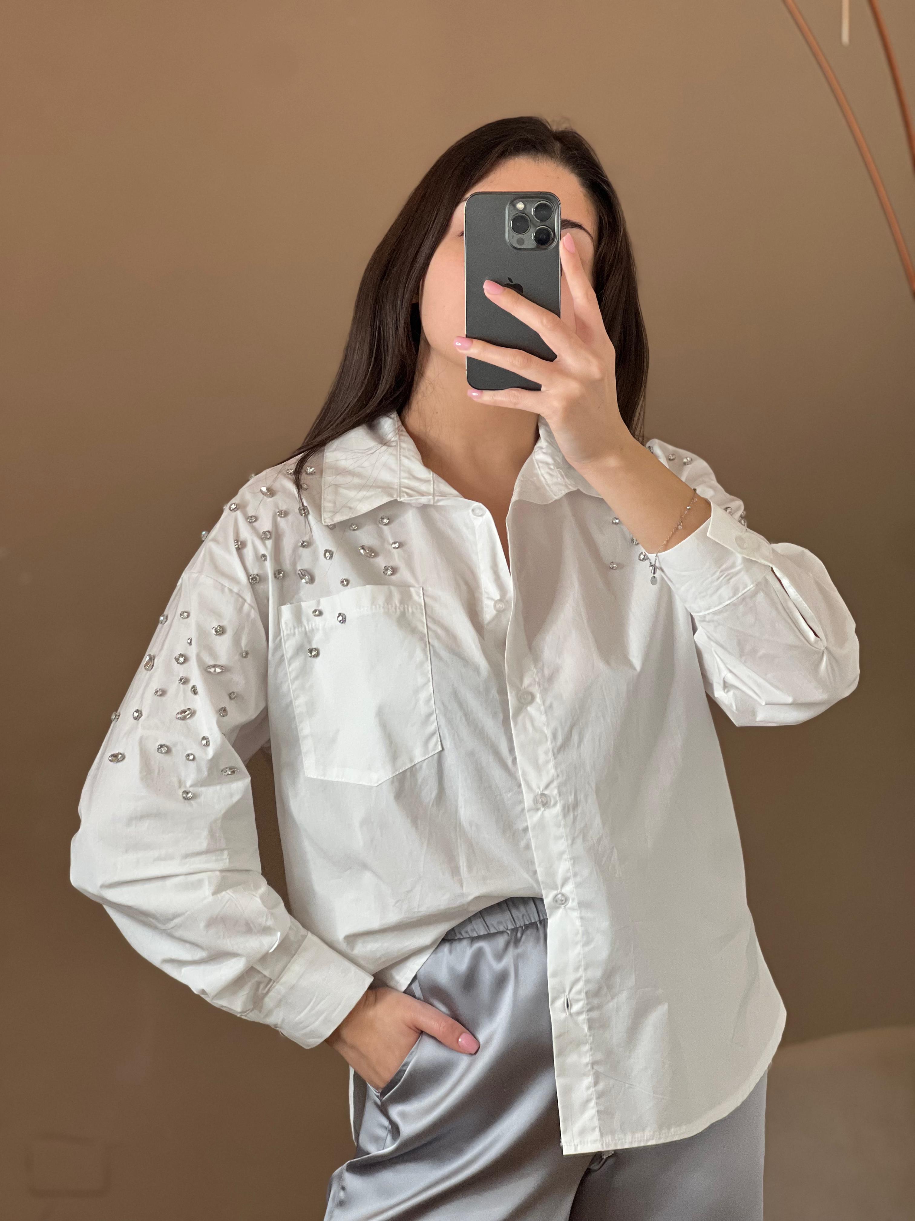 Camicia in cotone con castoni - Kikisix