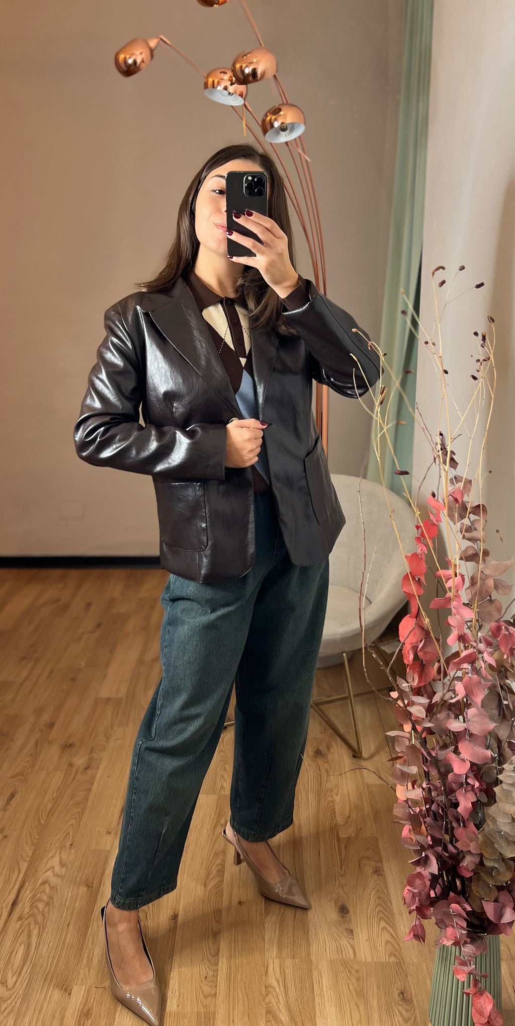 Blazer ecopelle moro