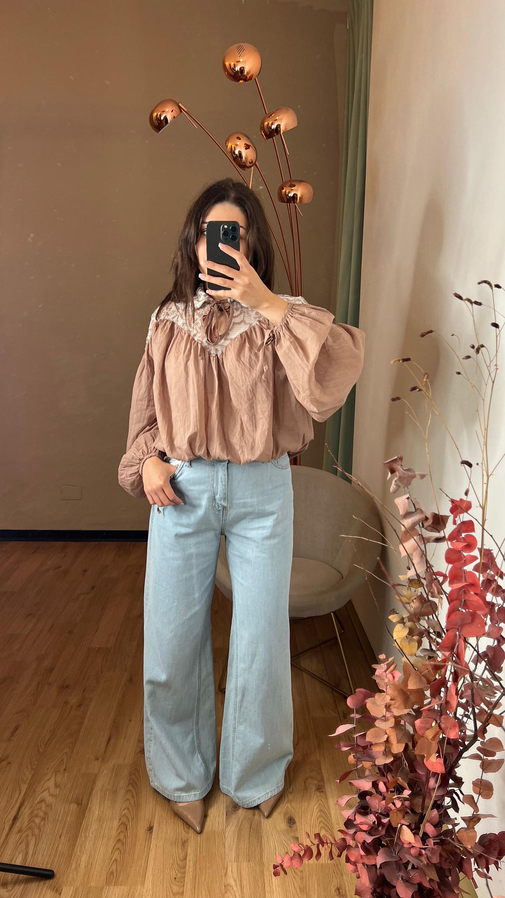 Blusa laccetti rosa con inserti pizzo - Kikisix