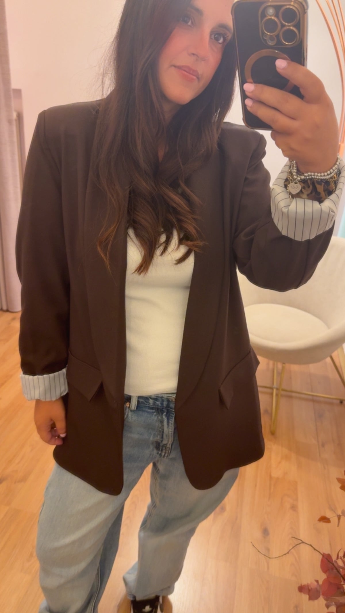 Blazer moro con fodera riga a contrasto