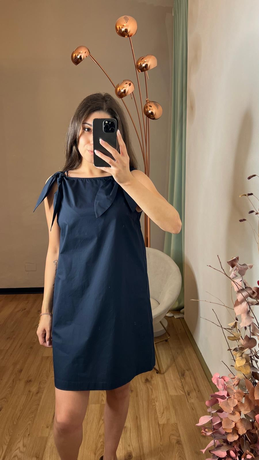 Abito blu in cotone con fiocchi - Vicolo