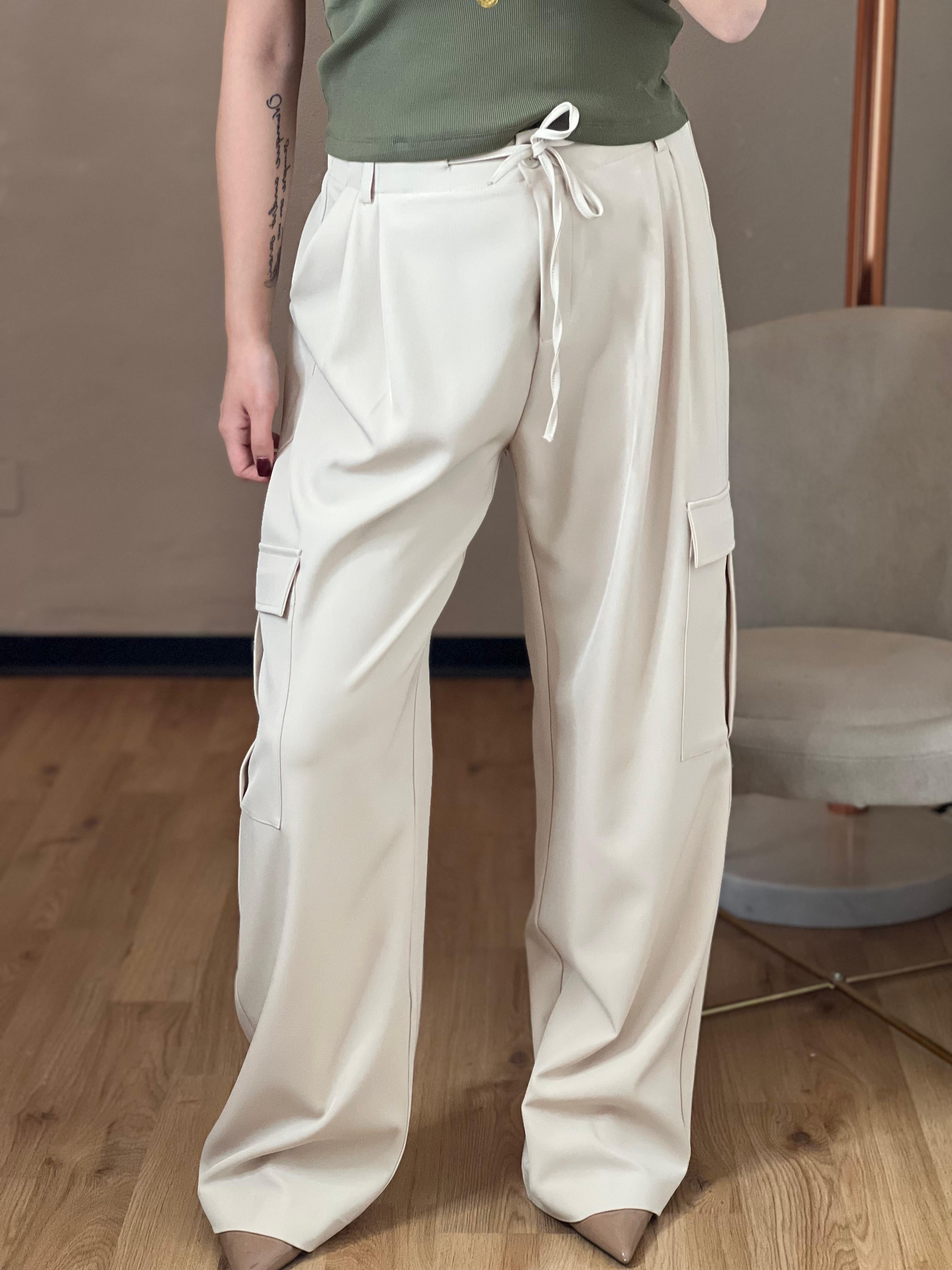 Pantalone cargo con coulisse burro - You Decide