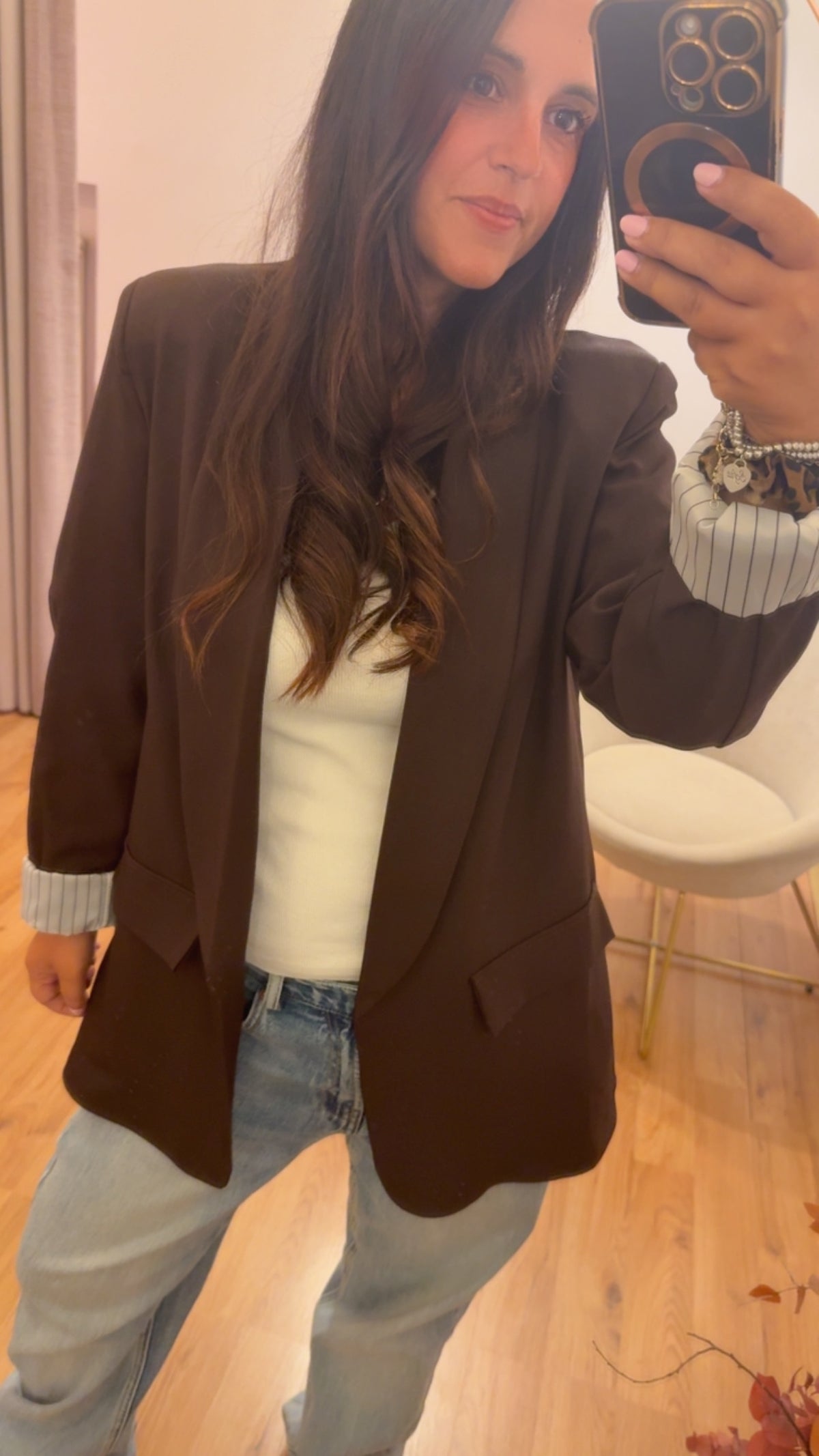 Blazer moro con fodera riga a contrasto