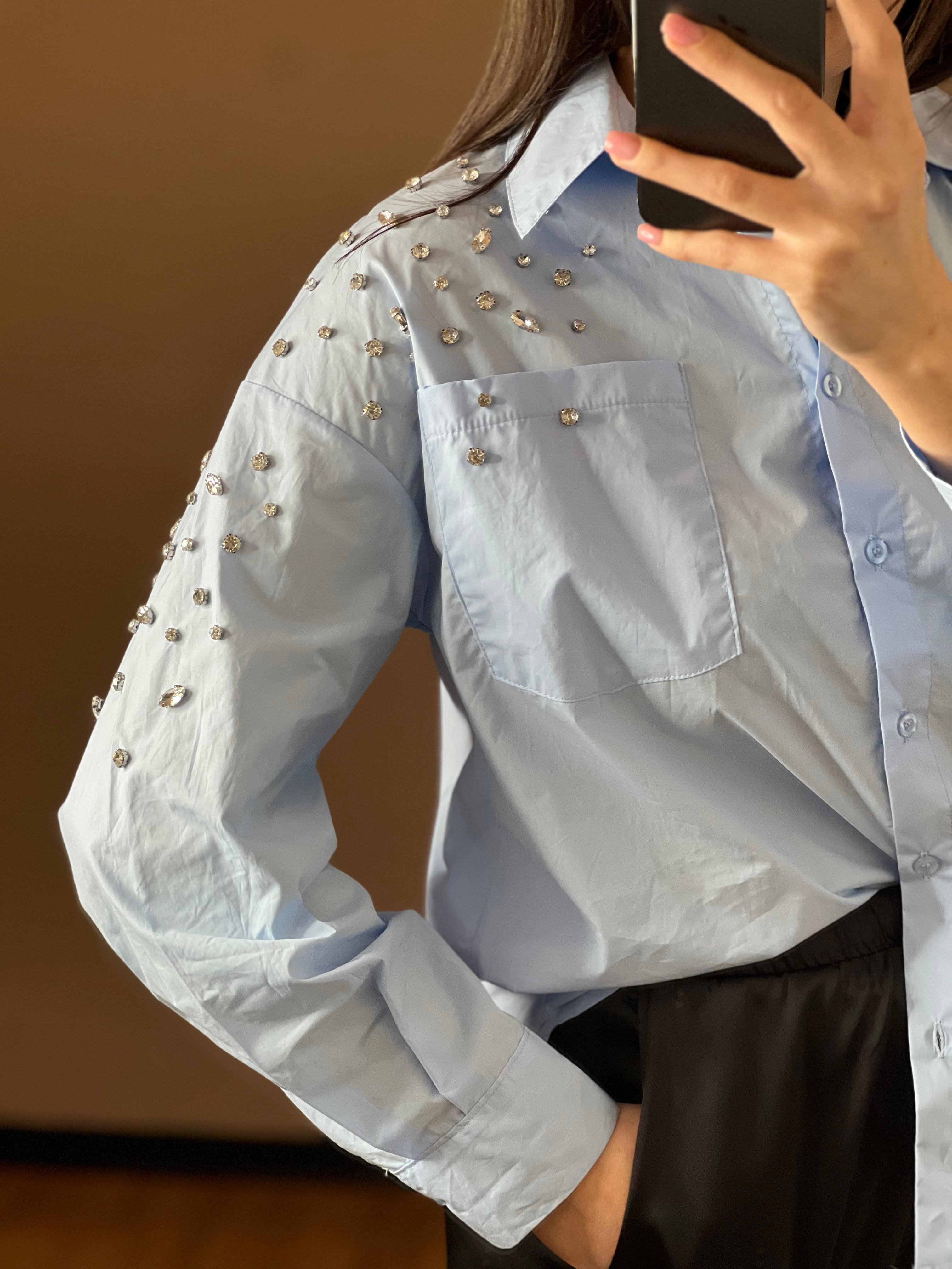 Camicia in cotone con castoni - Kikisix
