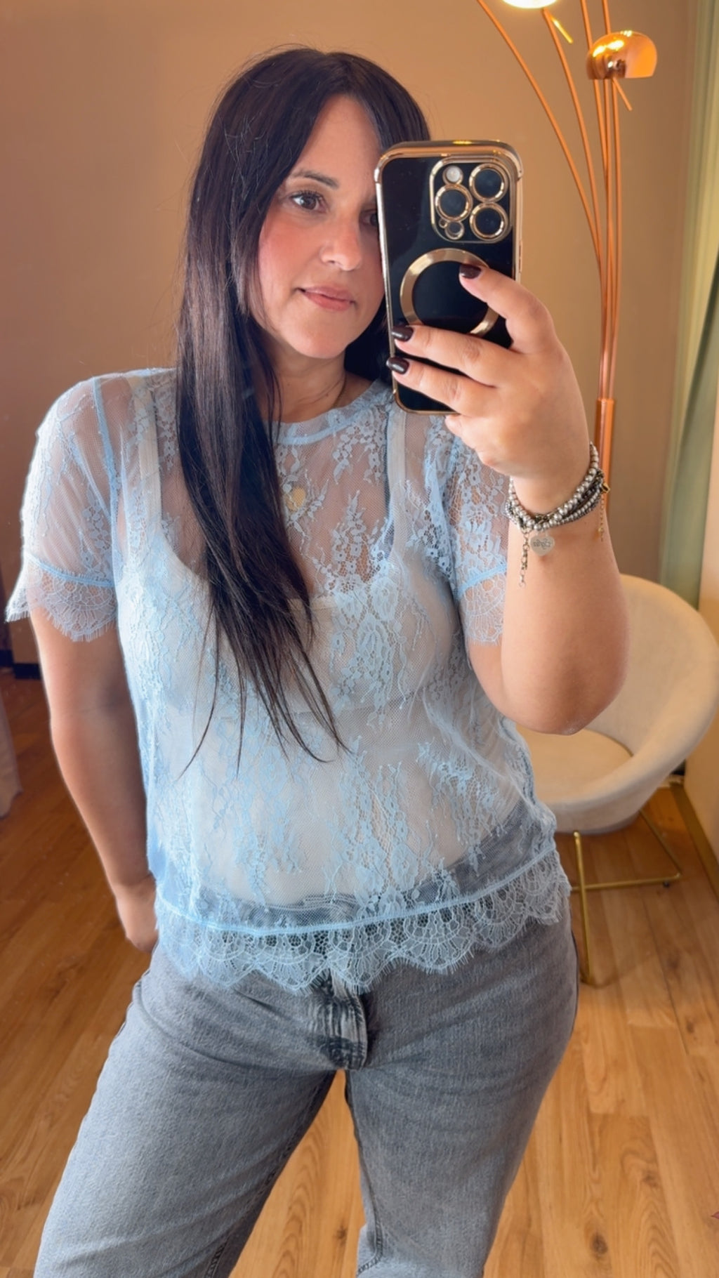 T-shirt in pizzo azzurro - You Decide