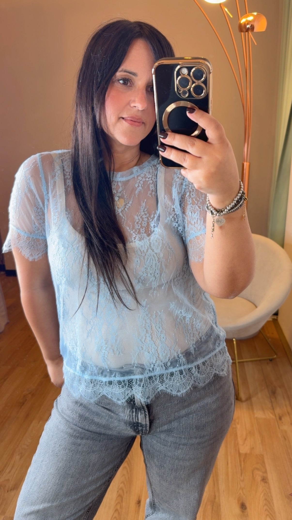 T-shirt in pizzo azzurro - You Decide