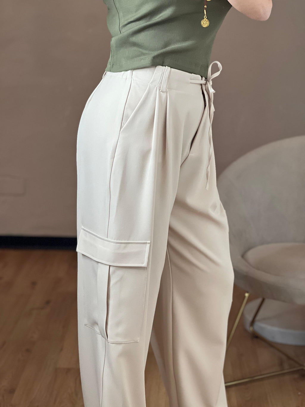 Pantalone cargo con coulisse burro - You Decide
