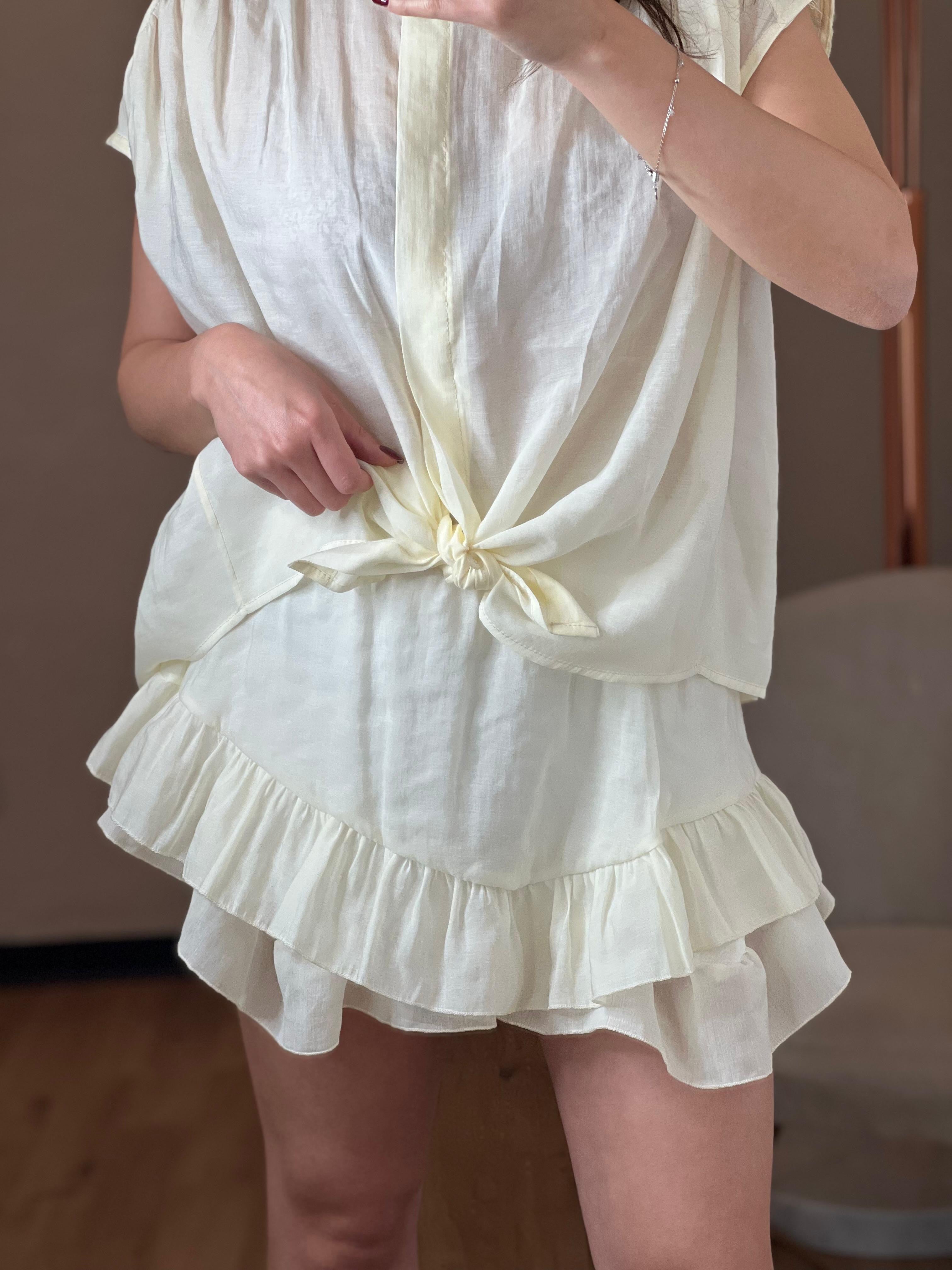 Camicia coreana smanicata annodata burro - Kikisix