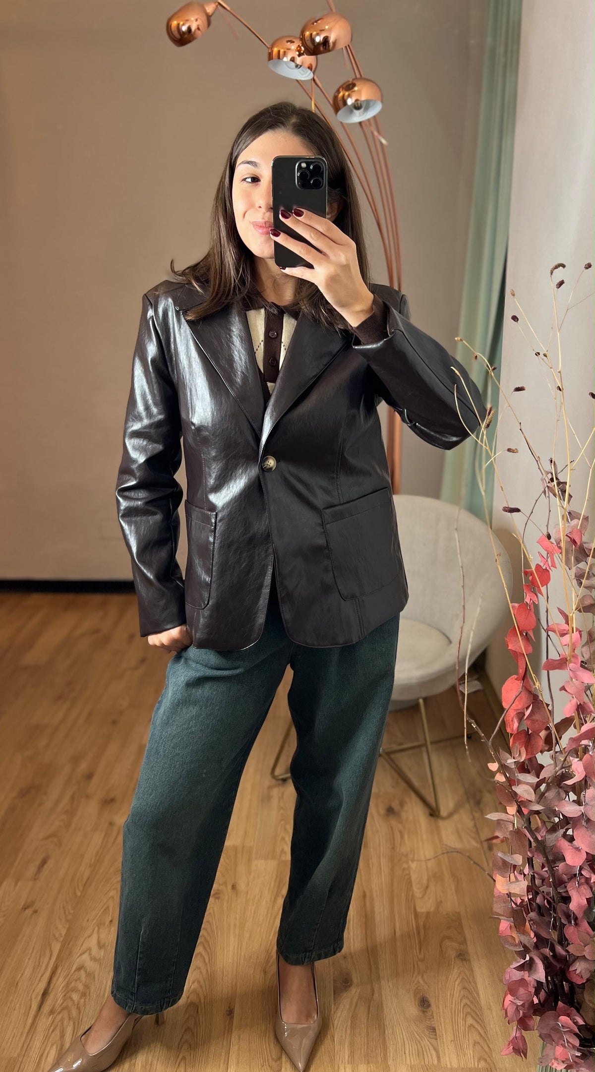 Blazer ecopelle moro