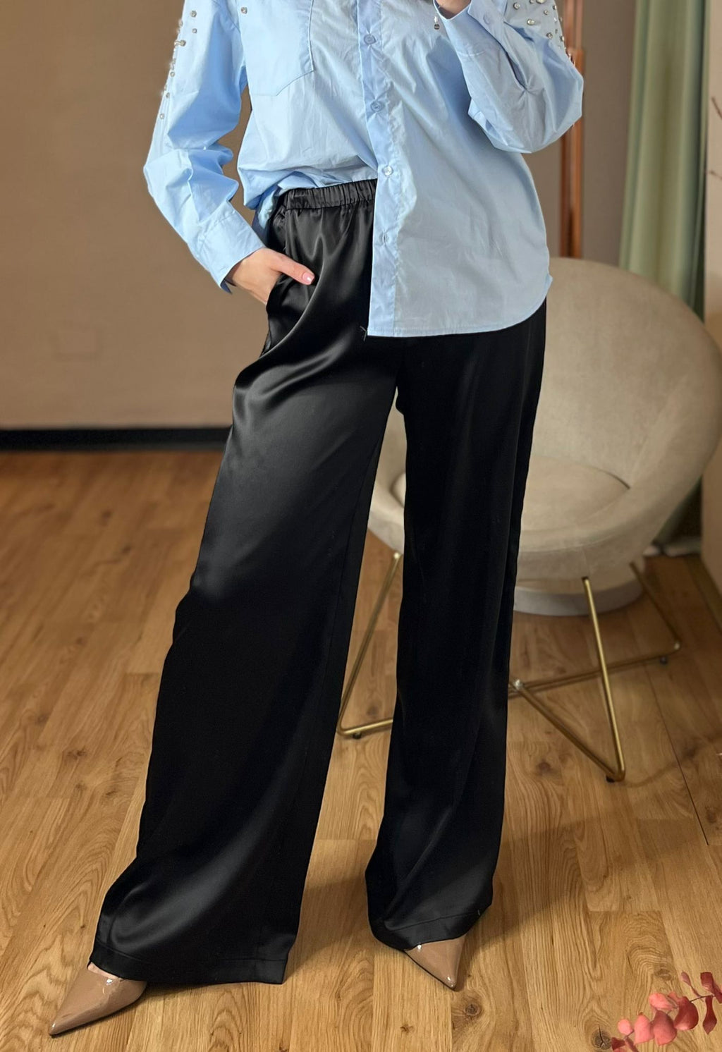 Pantalone in satin con coulisse in vita - You Decide