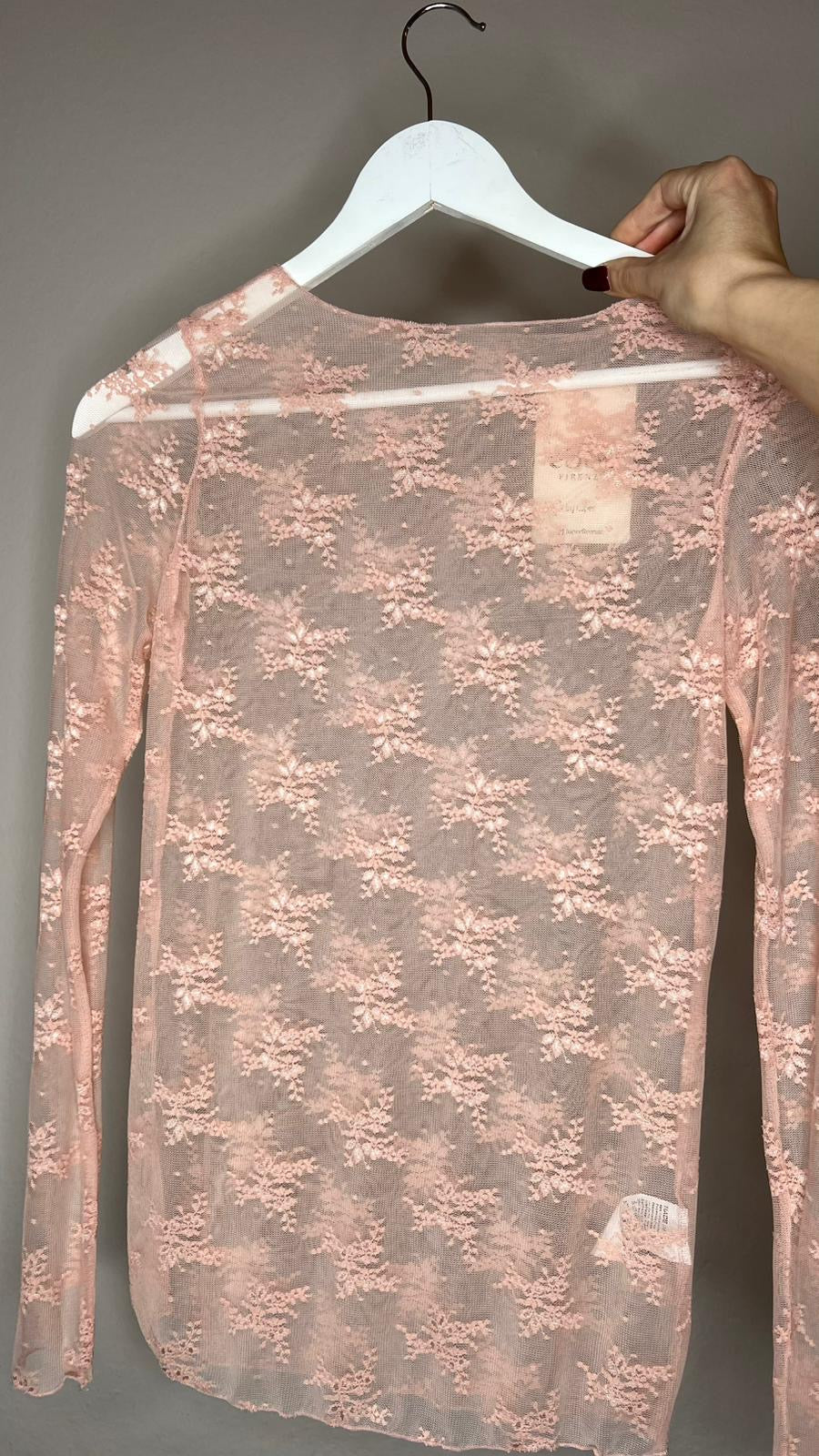 Maglia pizzo rosa