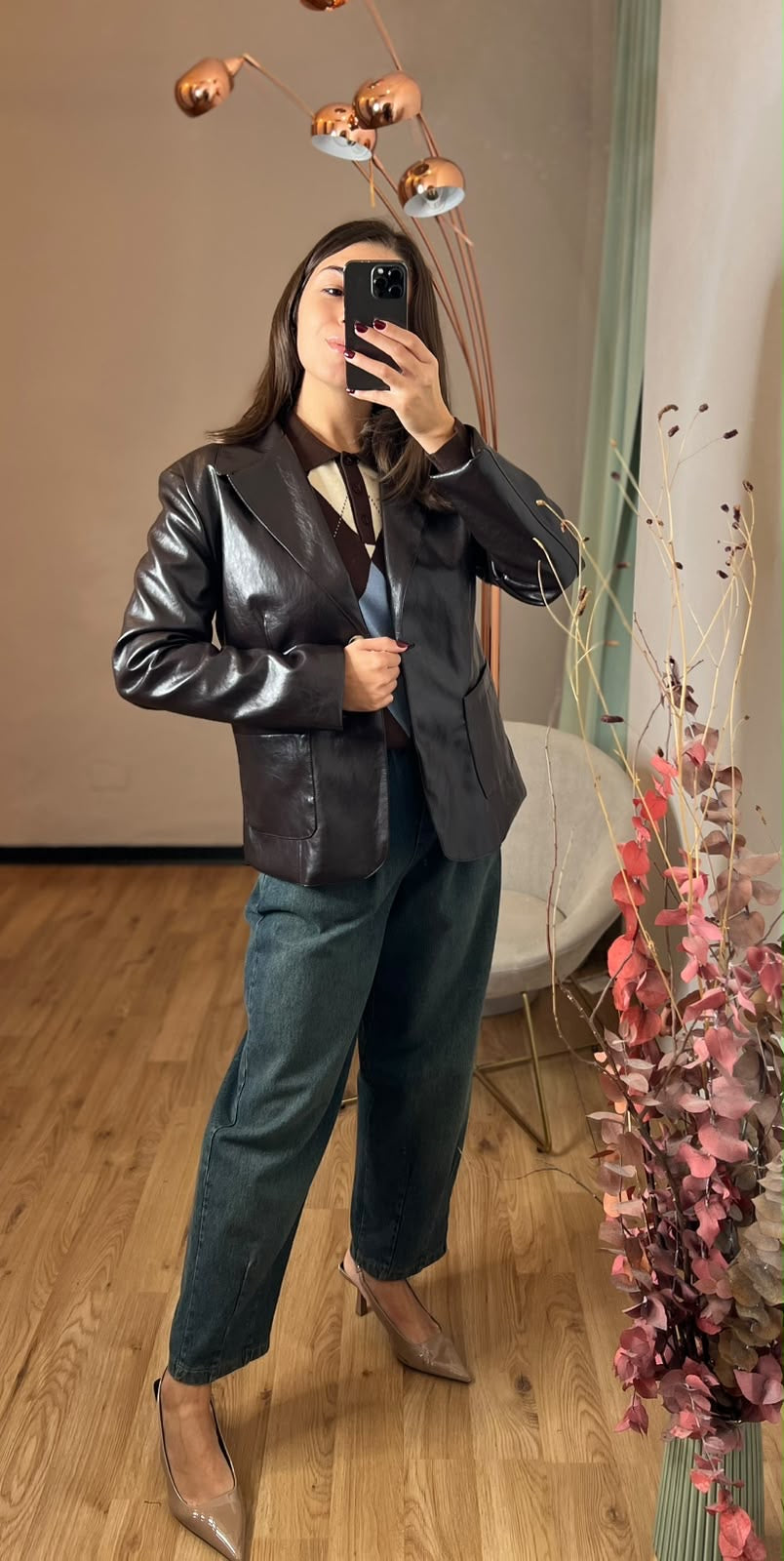 Blazer ecopelle moro