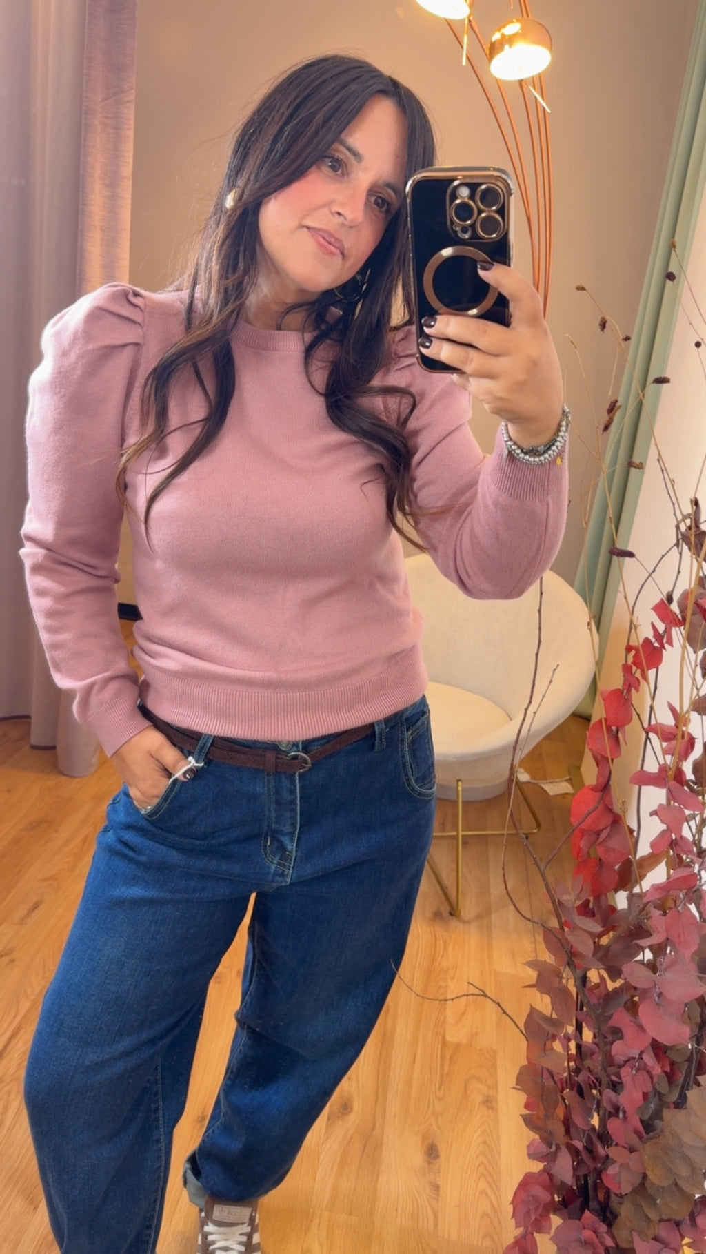 Maglia Royal con manica sbuffo rosa