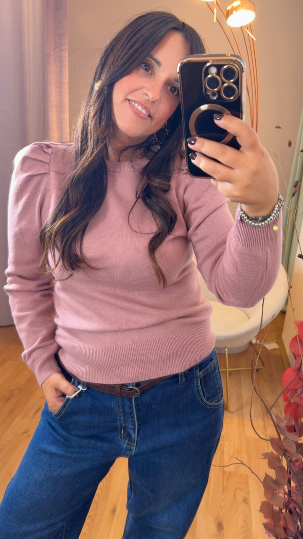 Maglia Royal con manica sbuffo rosa