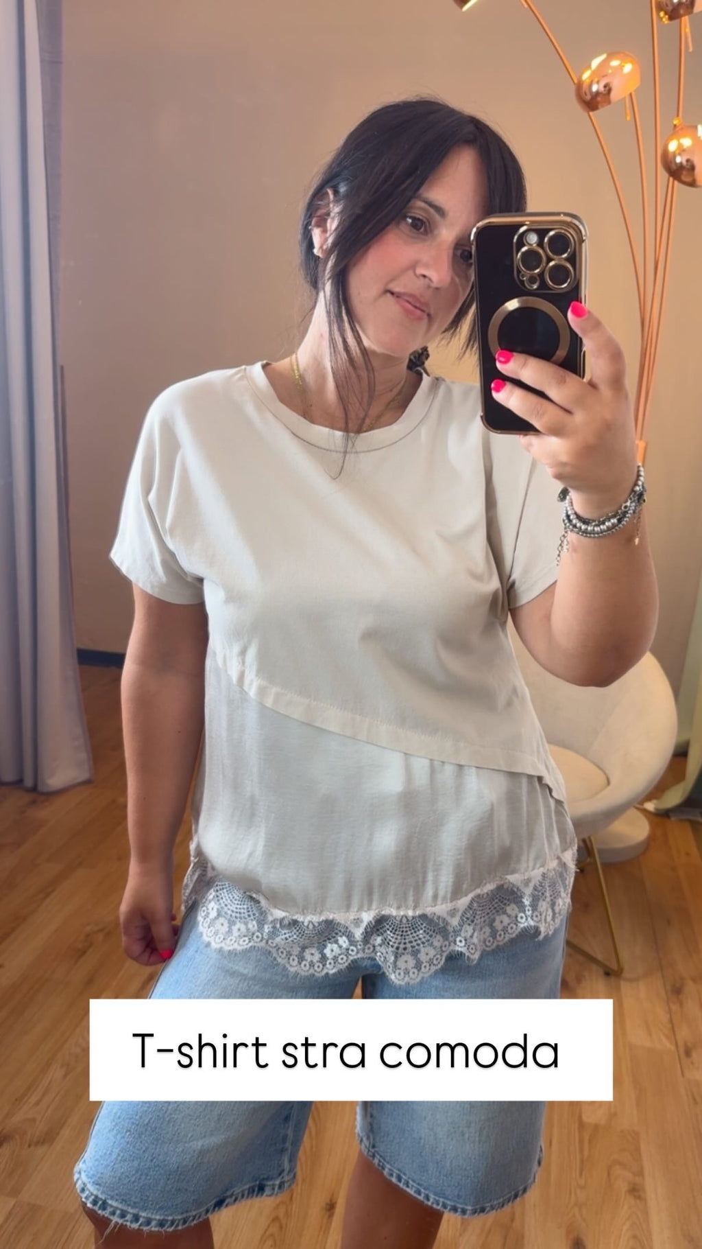 T-shirt combinata crop asimmetrica color corda