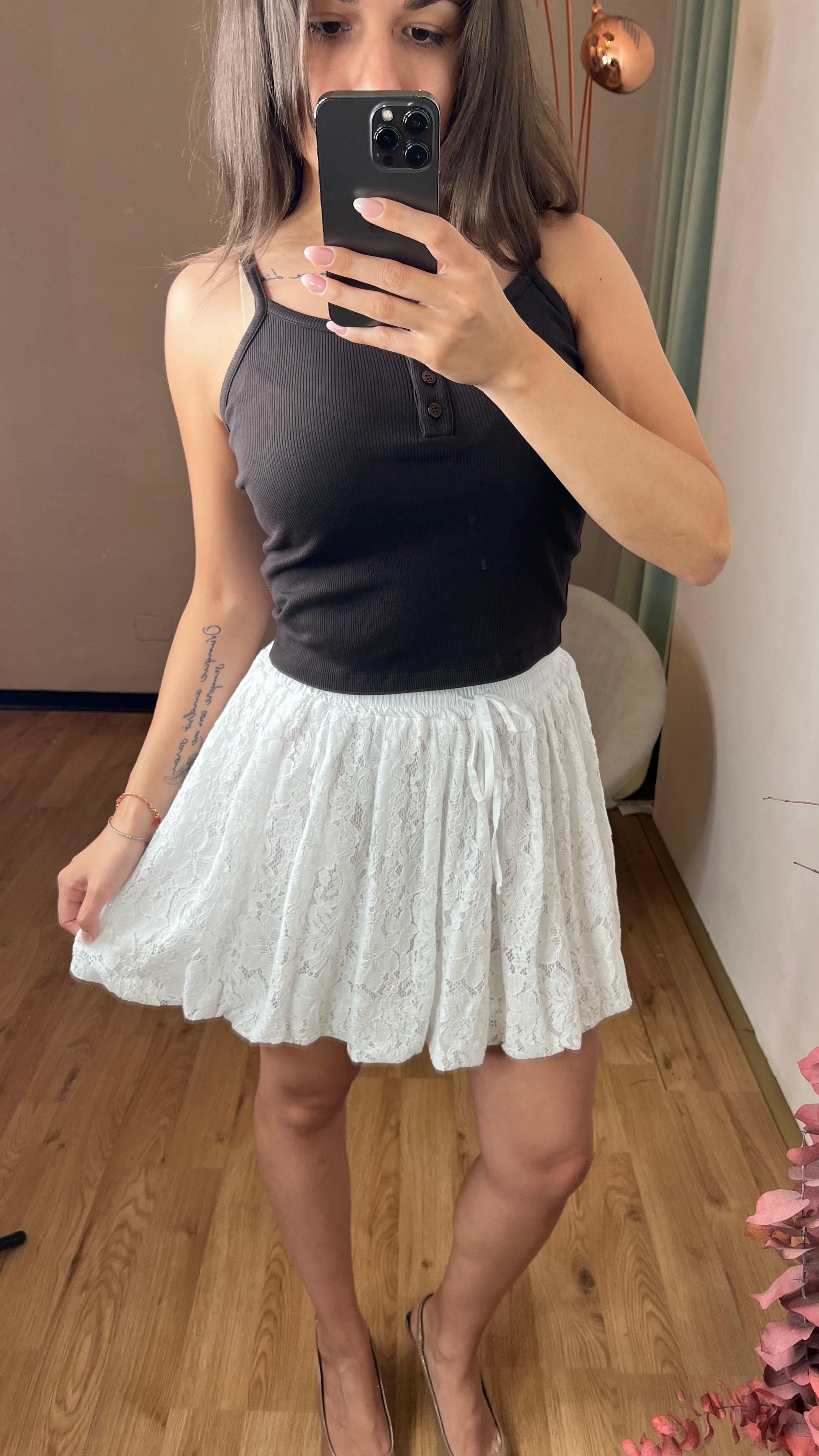 Gonna balloon in pizzo bianco - Kikisix