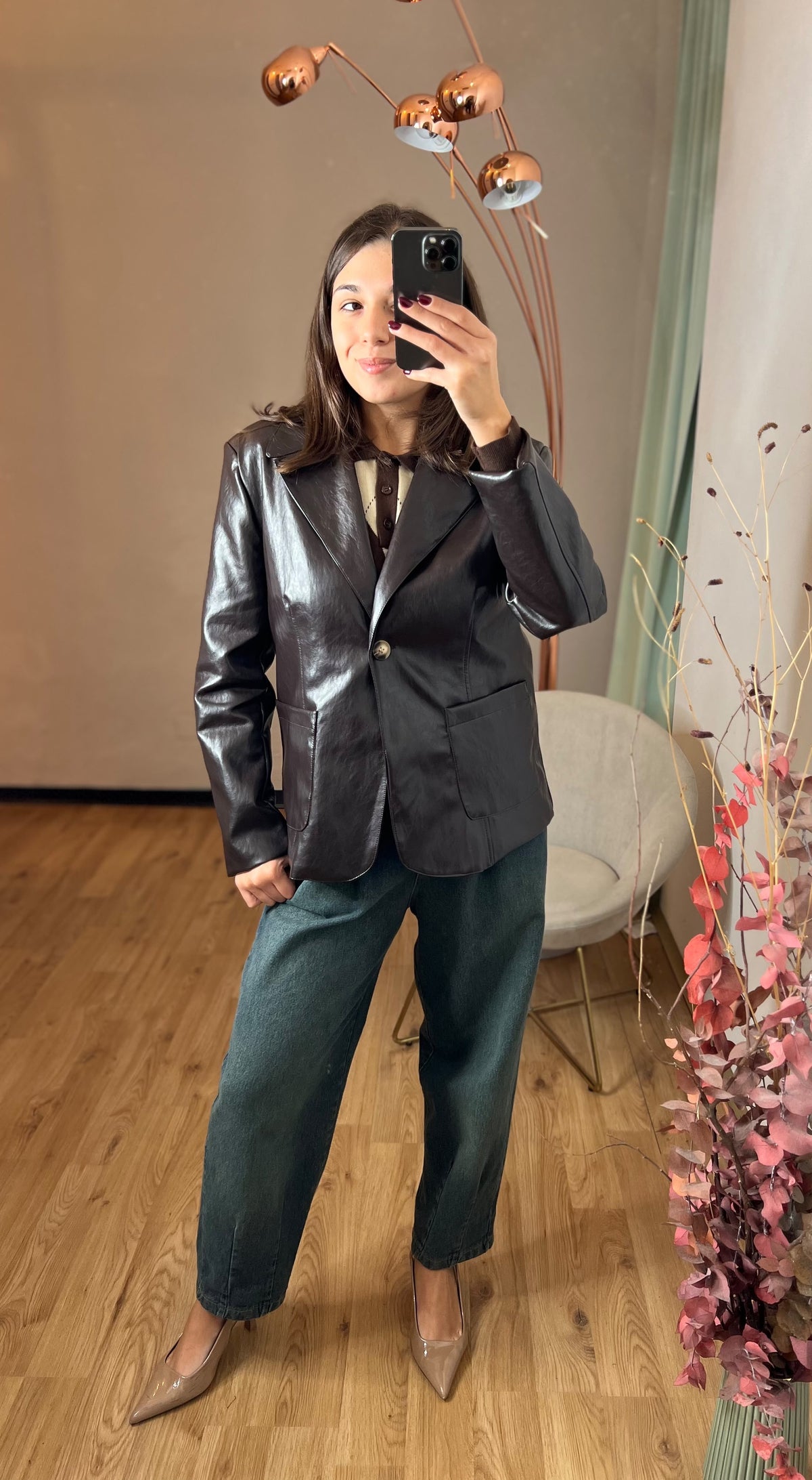 Blazer ecopelle moro