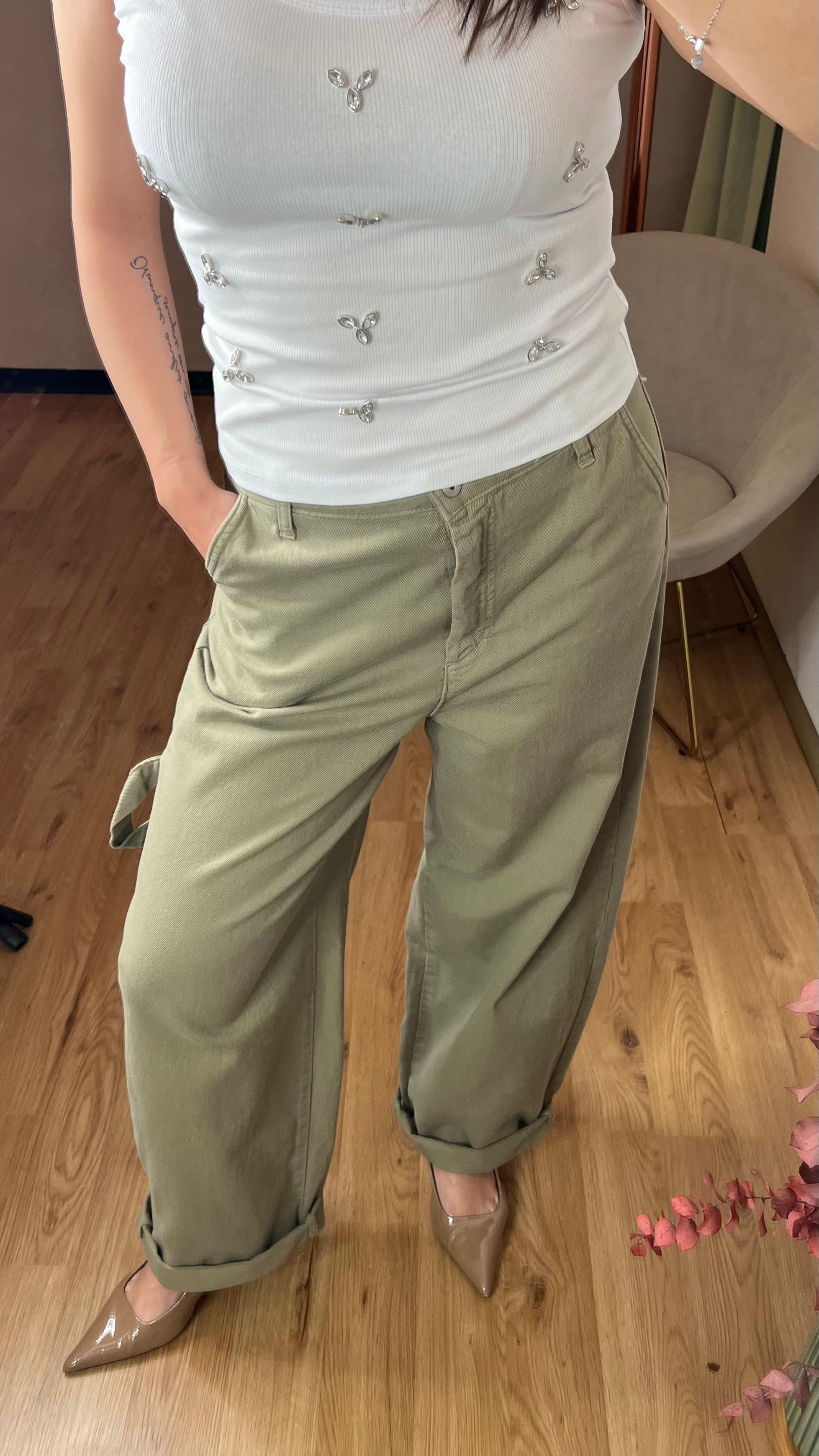 Jeans carpenter verde militare - Kikisix