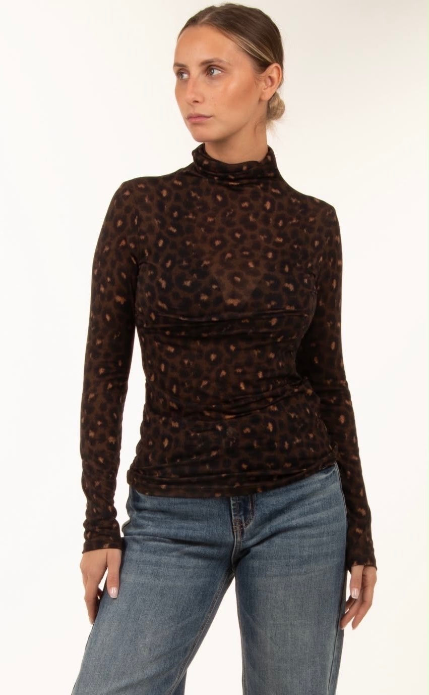 Cashmerina collo alto animalier