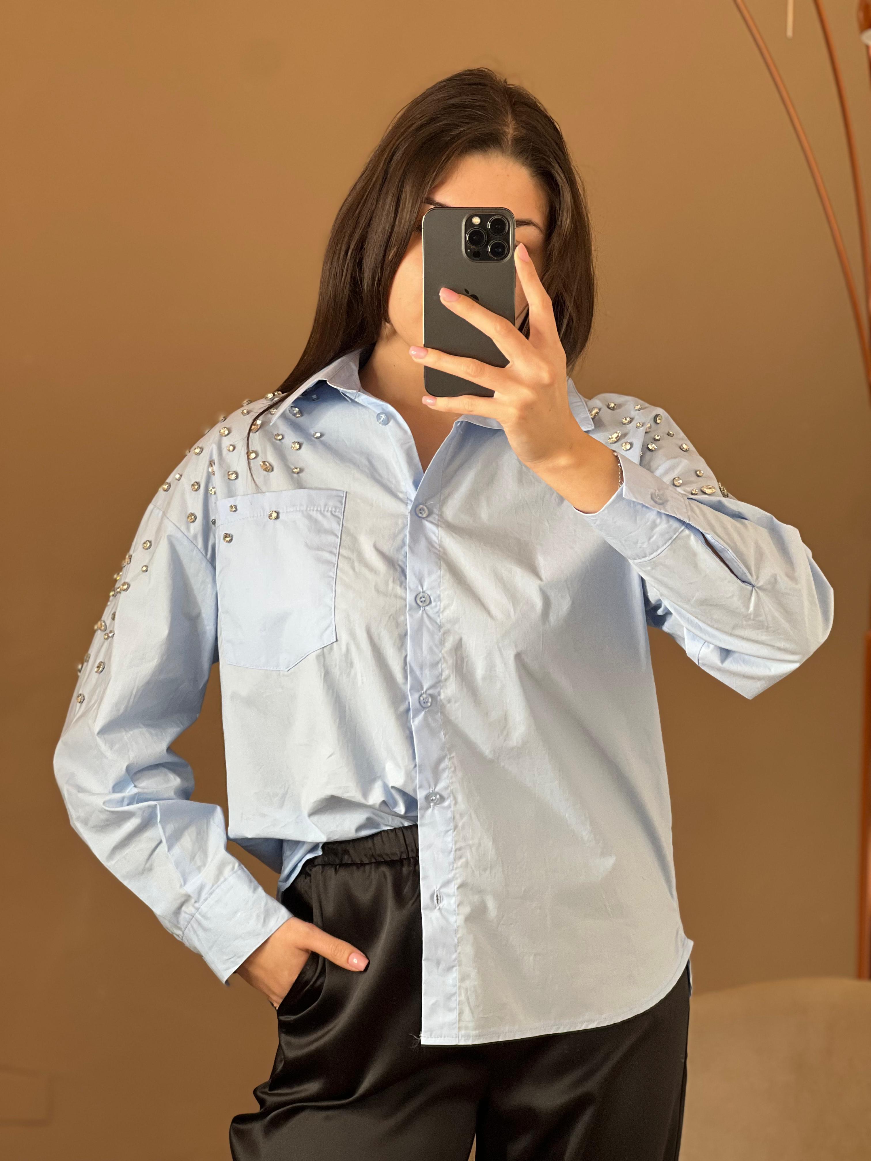 Camicia in cotone con castoni - Kikisix