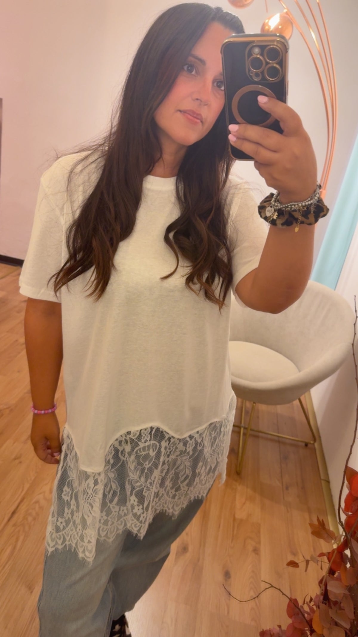 T-shirt velo con pizzo