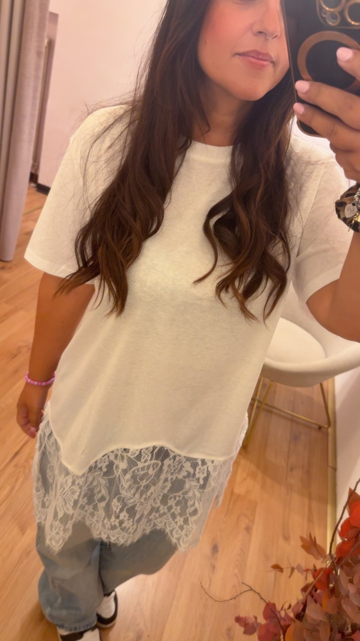 T-shirt velo con pizzo