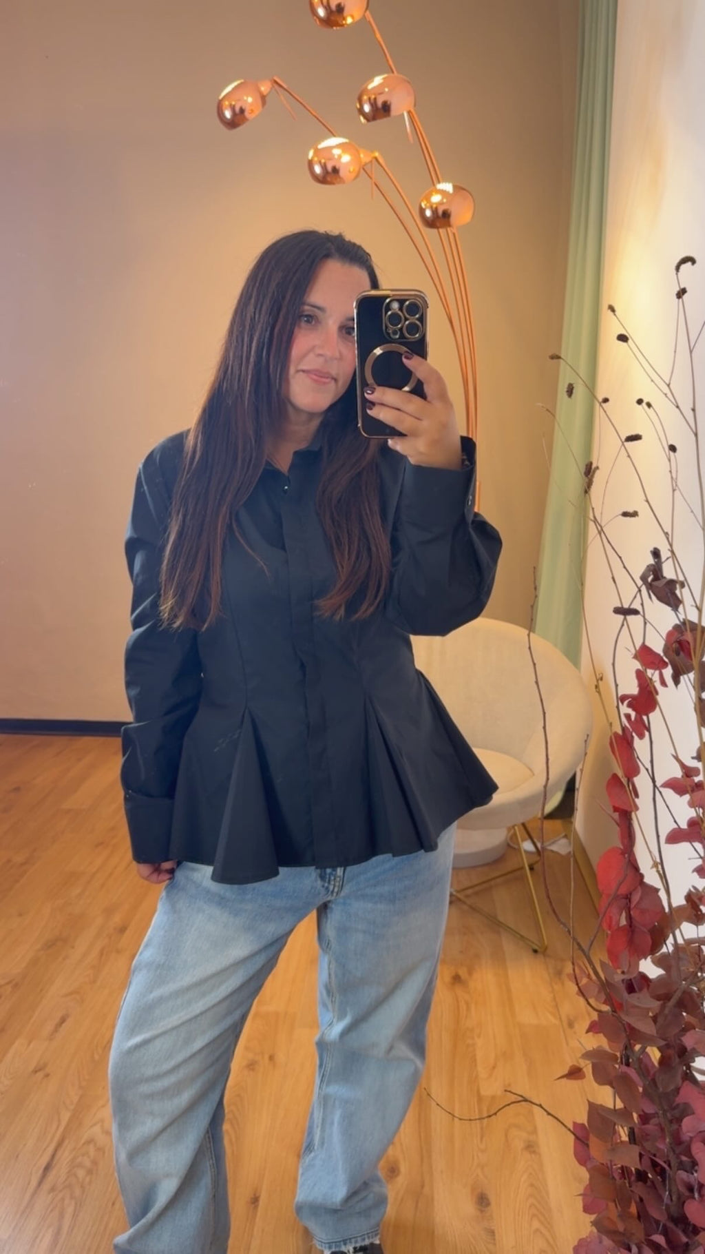 Camicia nera con baschina - Kikisix