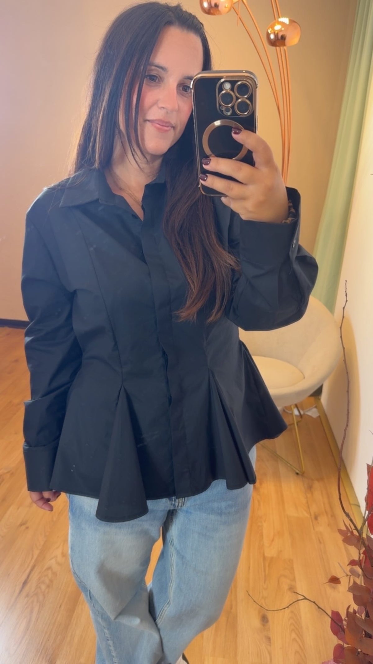 Camicia nera con baschina - Kikisix