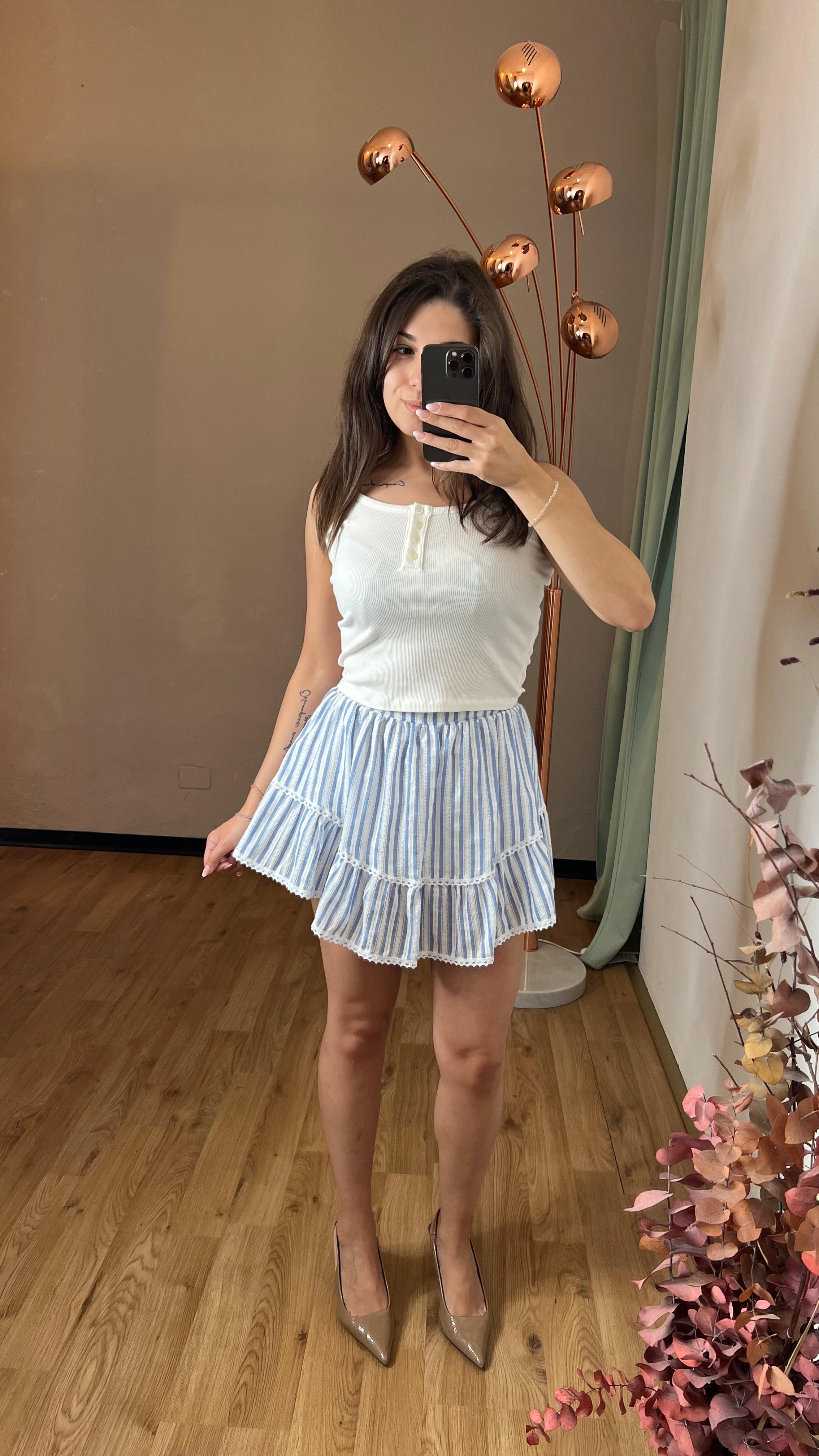 Gonna pantalone righe azzurro e bianco - Kikisix