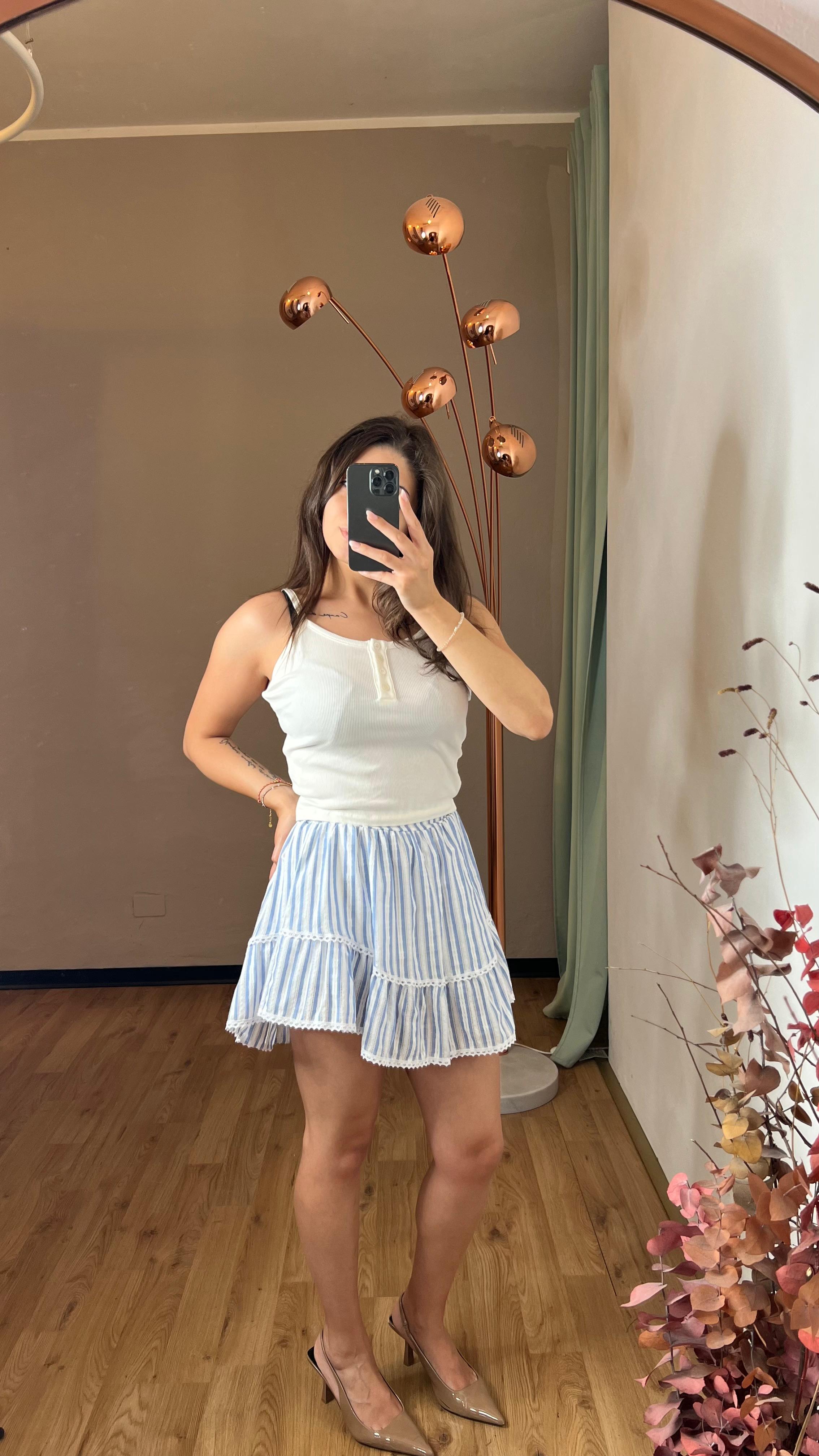 Gonna pantalone righe azzurro e bianco - Kikisix