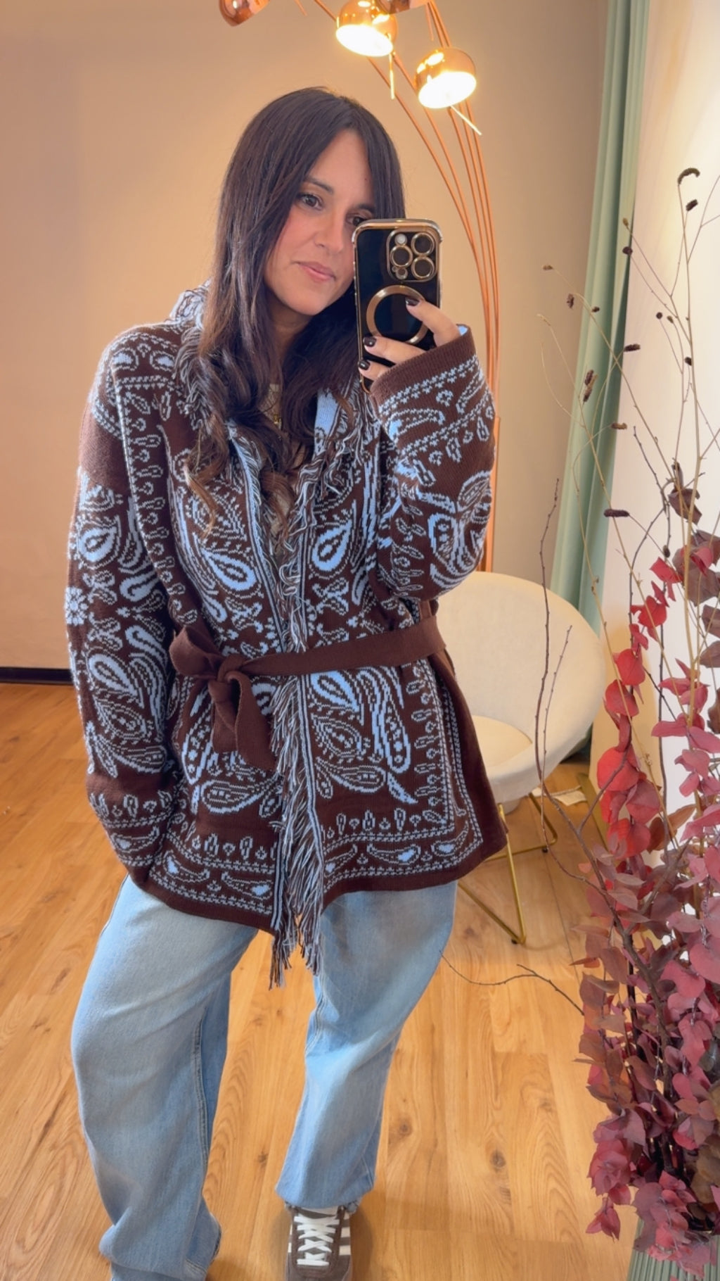 Cardigan bandana moro e azzurro