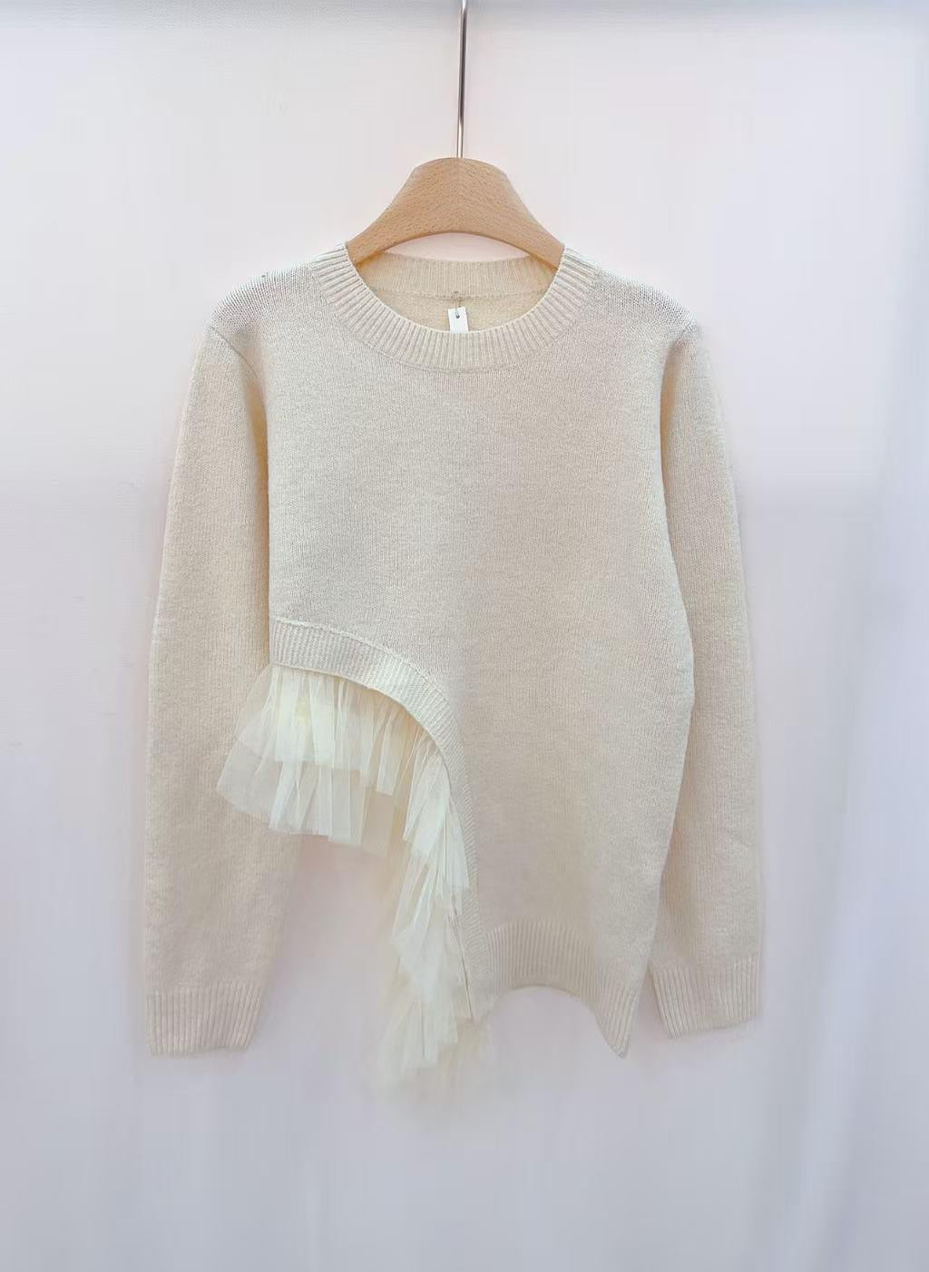 Maglia panna con tulle