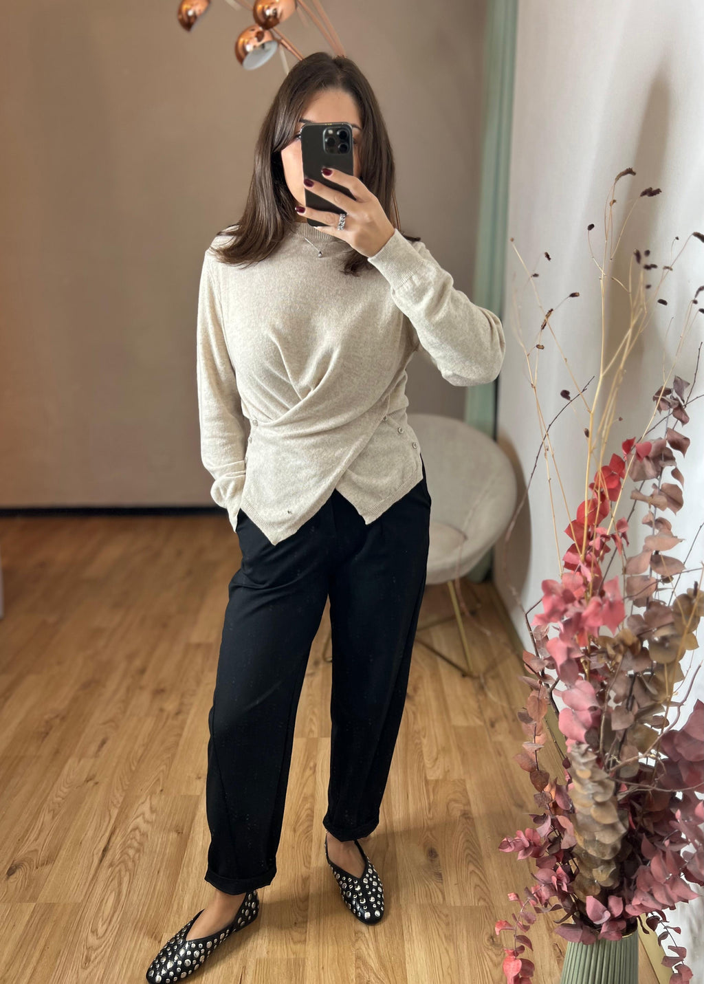 Pantalone nero punto Milano vita alta